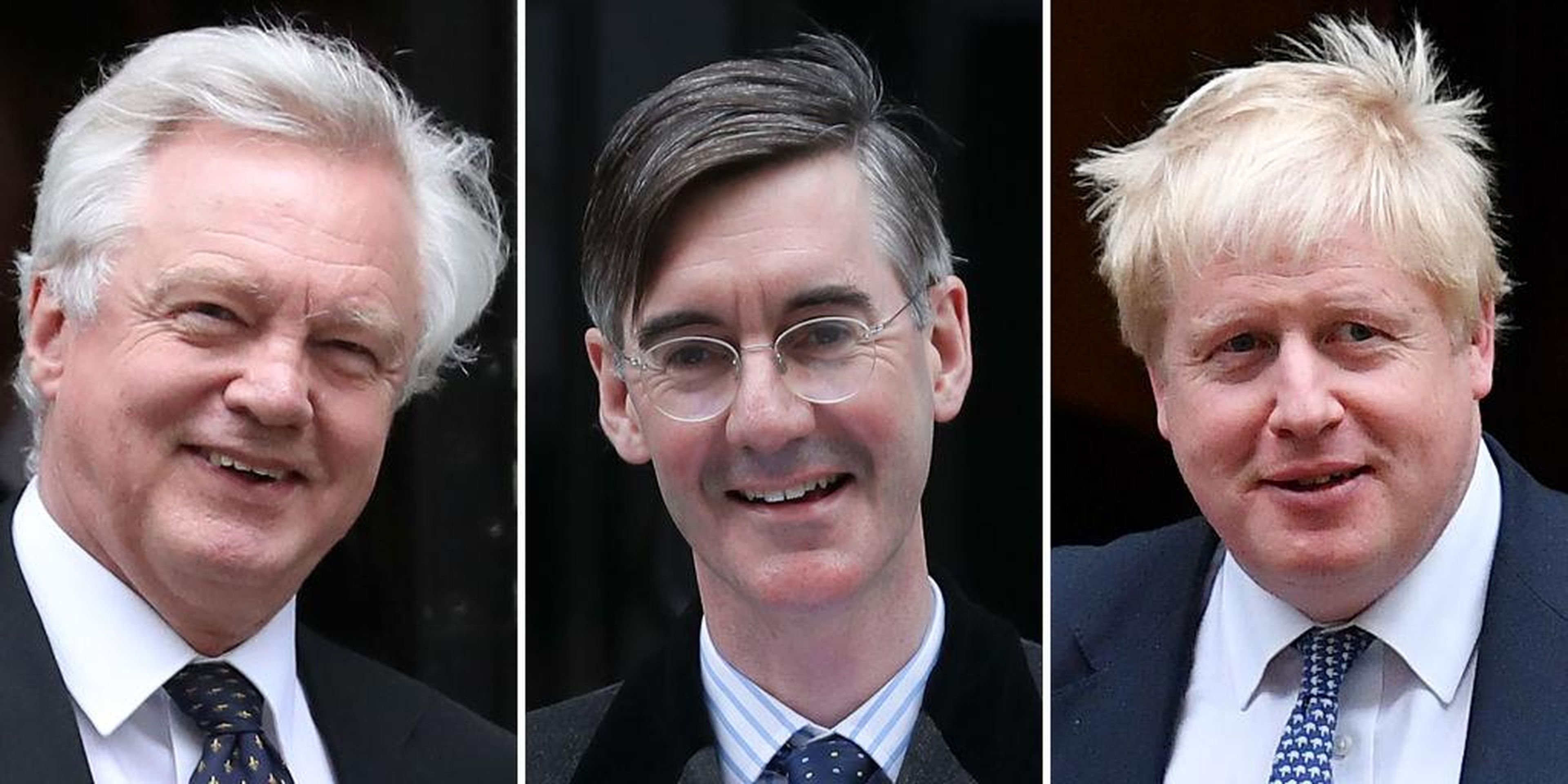 Los diputados conservadores favorables el Brexit David Davis, Jacob Rees-Mogg y Boris Johnson