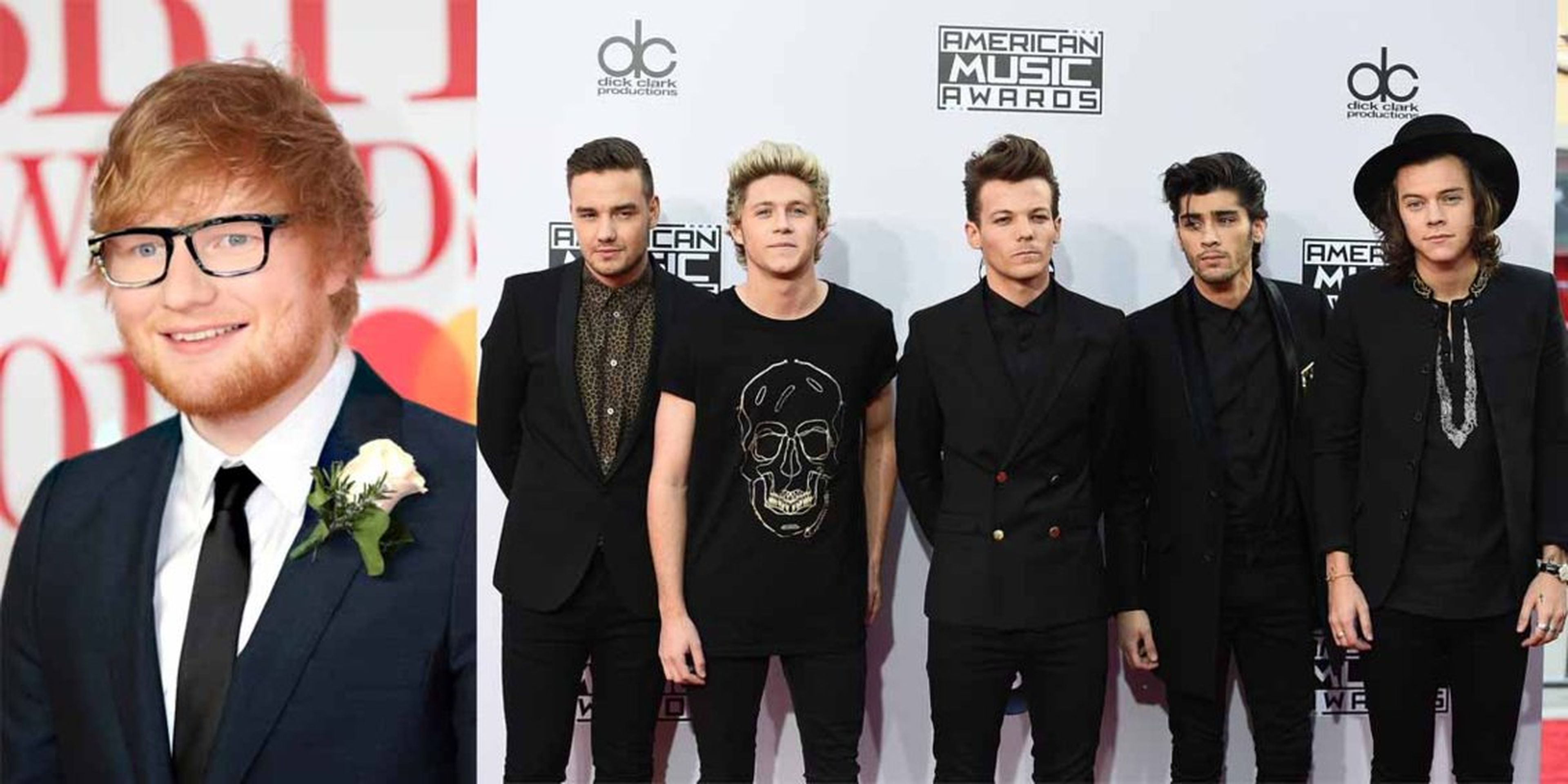 Ed Sheeran en los Brit Awards de 2018 y One Direction en los American Music Awards en 2014
