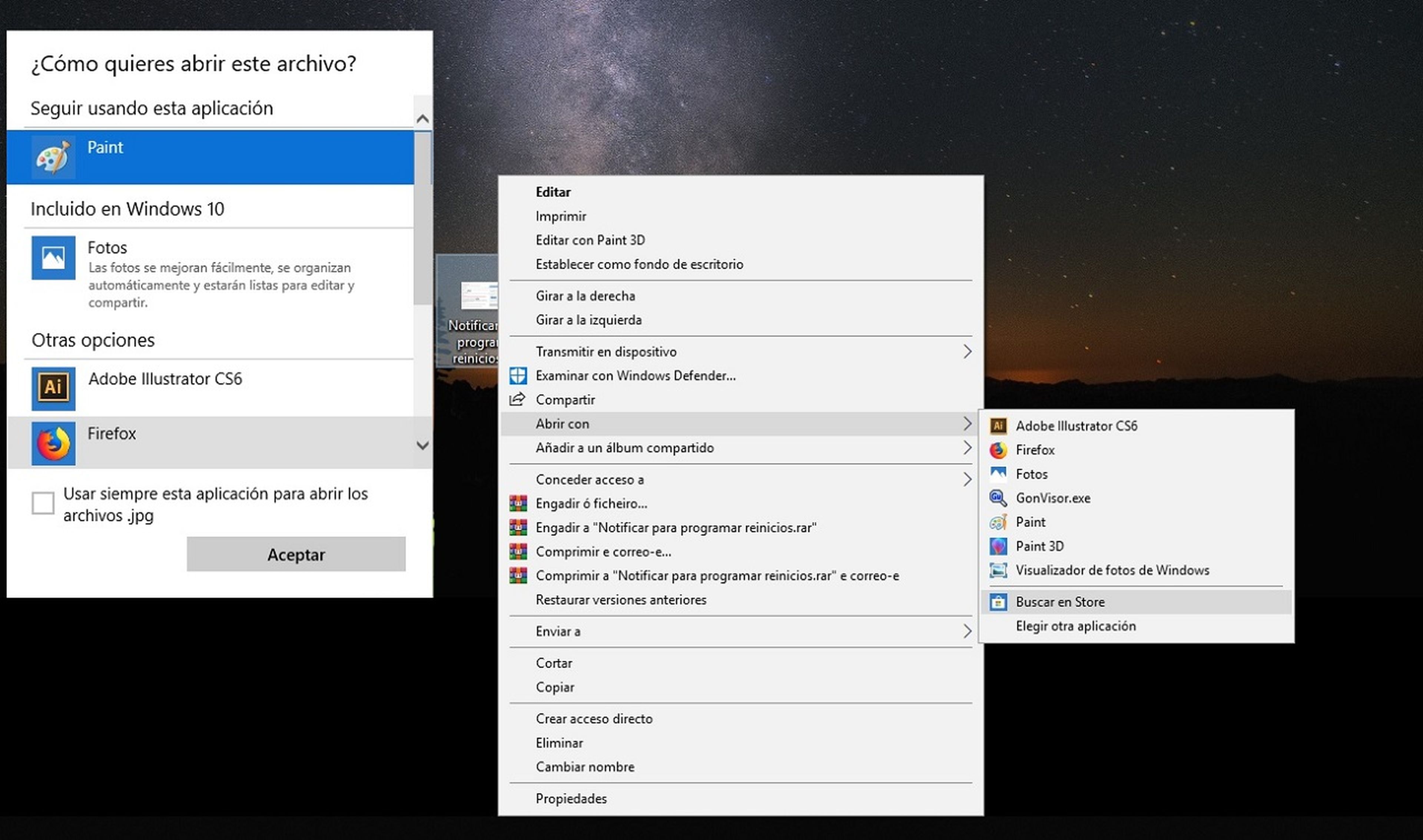 Escoger programa para abrir en Windows 10