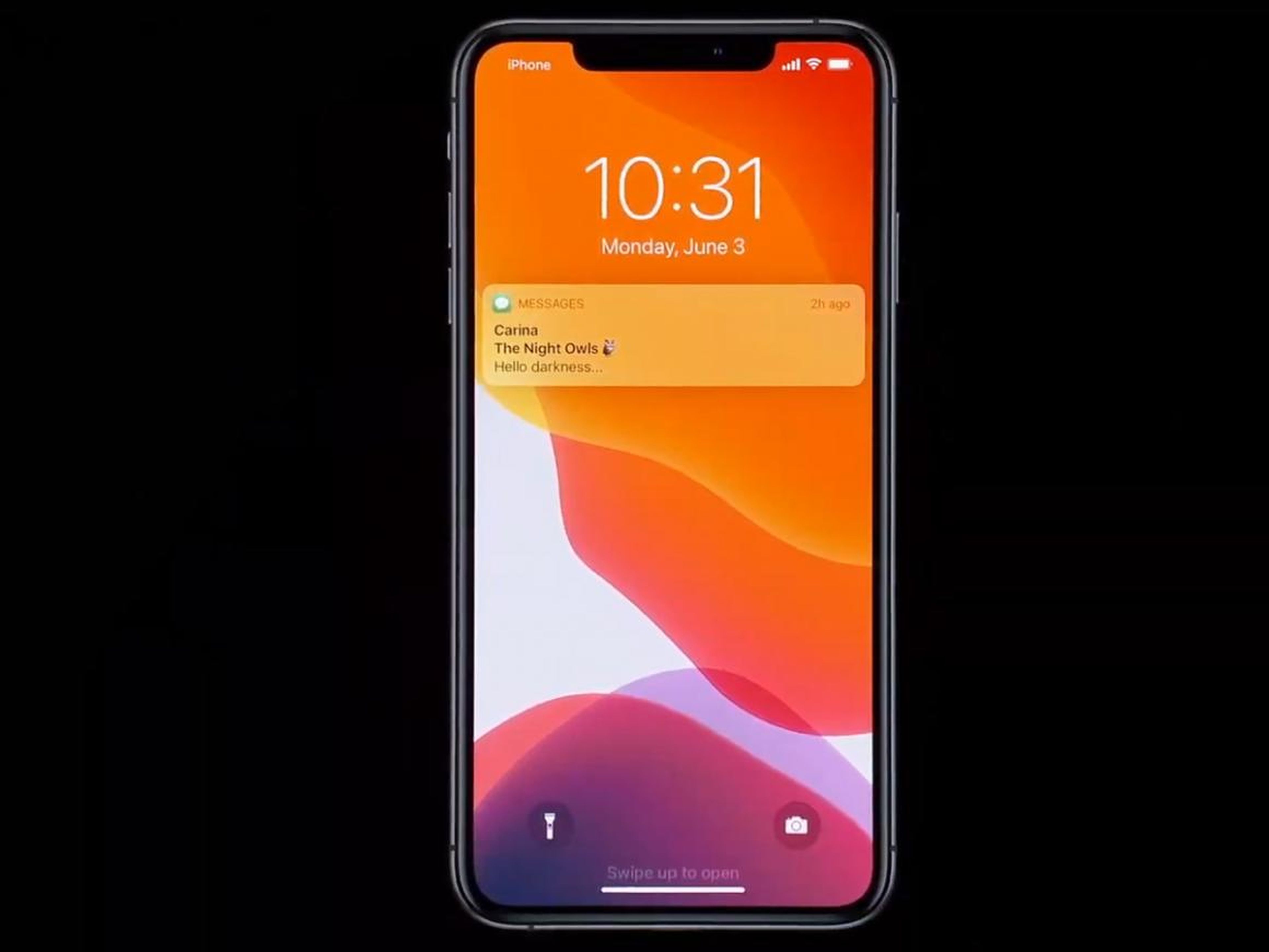 Here's what the iOS 13 lock screen looks like without dark mode.