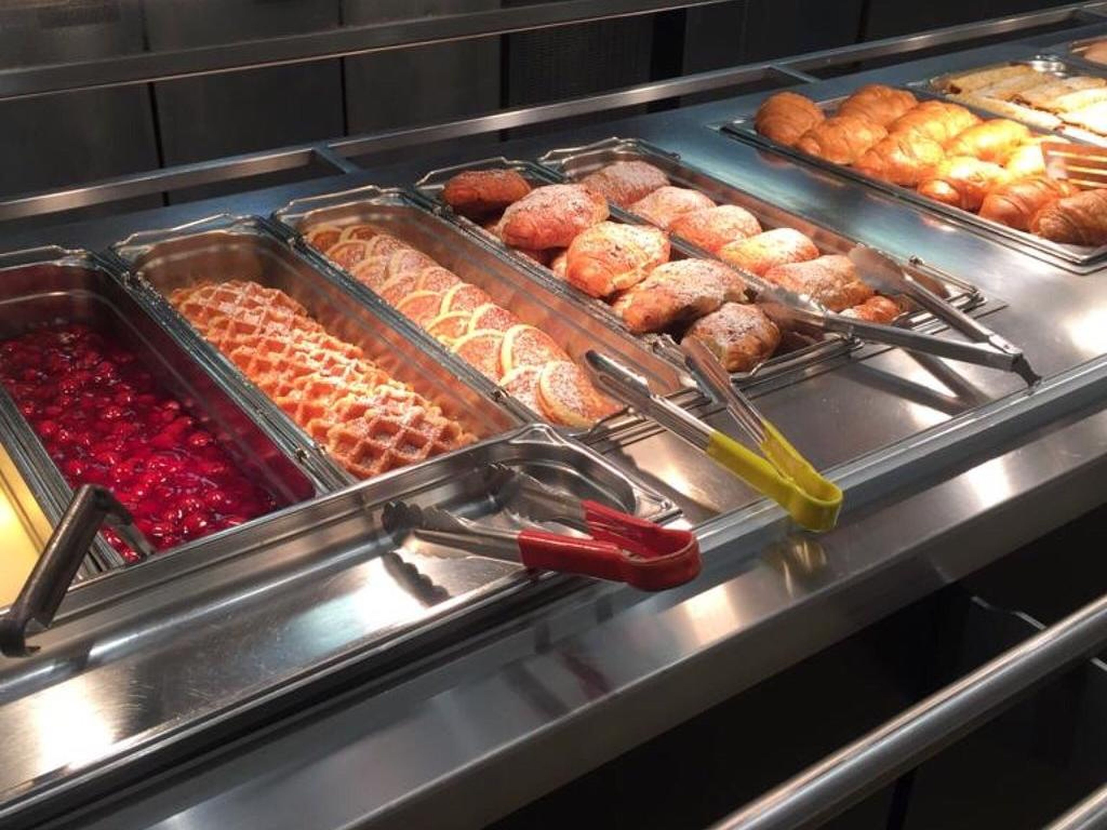 This IKEA in Germany features a buffet of breakfast options.