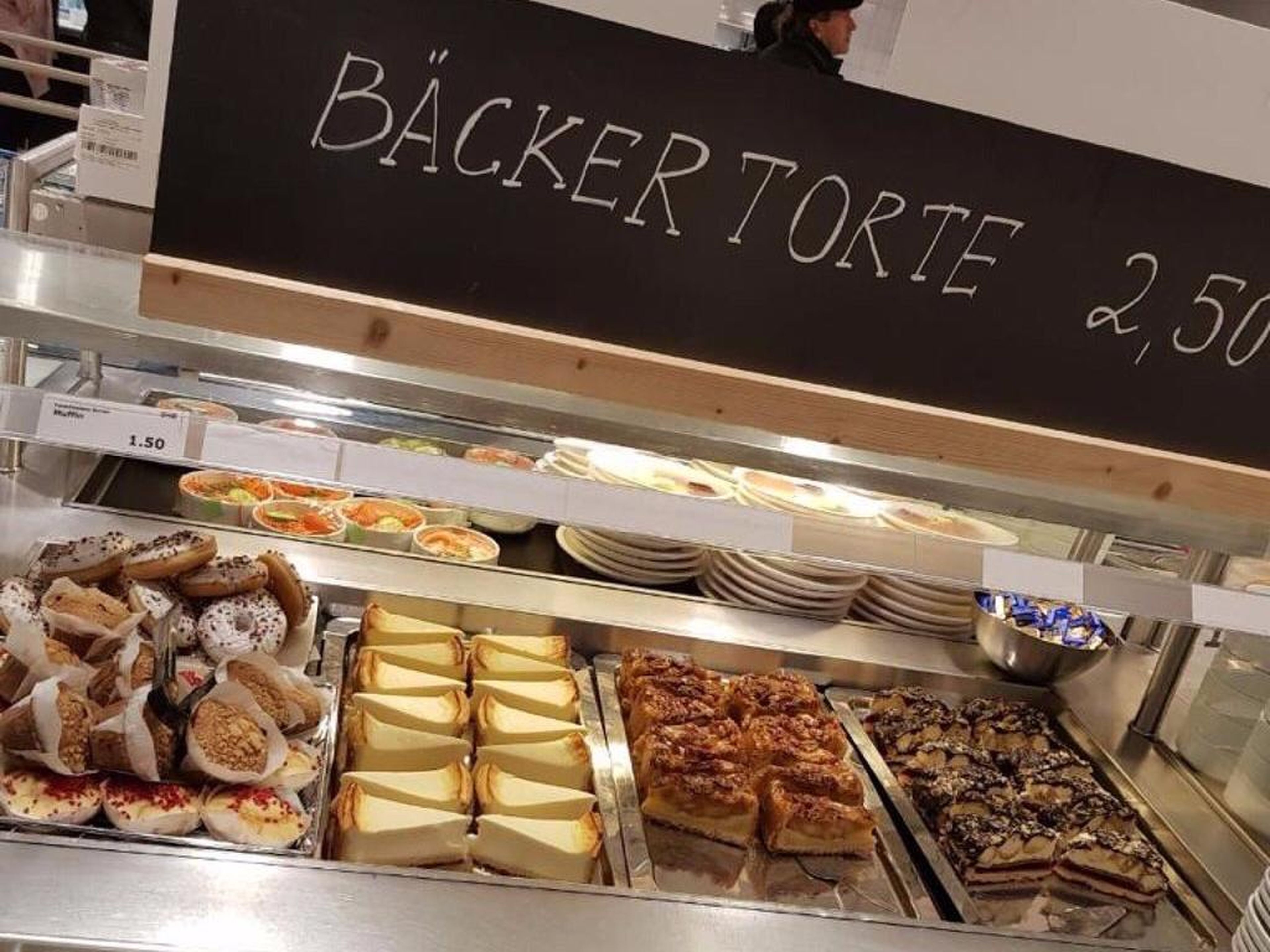 An IKEA in Germany offers a vast selection of desserts, including pastries, muffins, and different cakes.