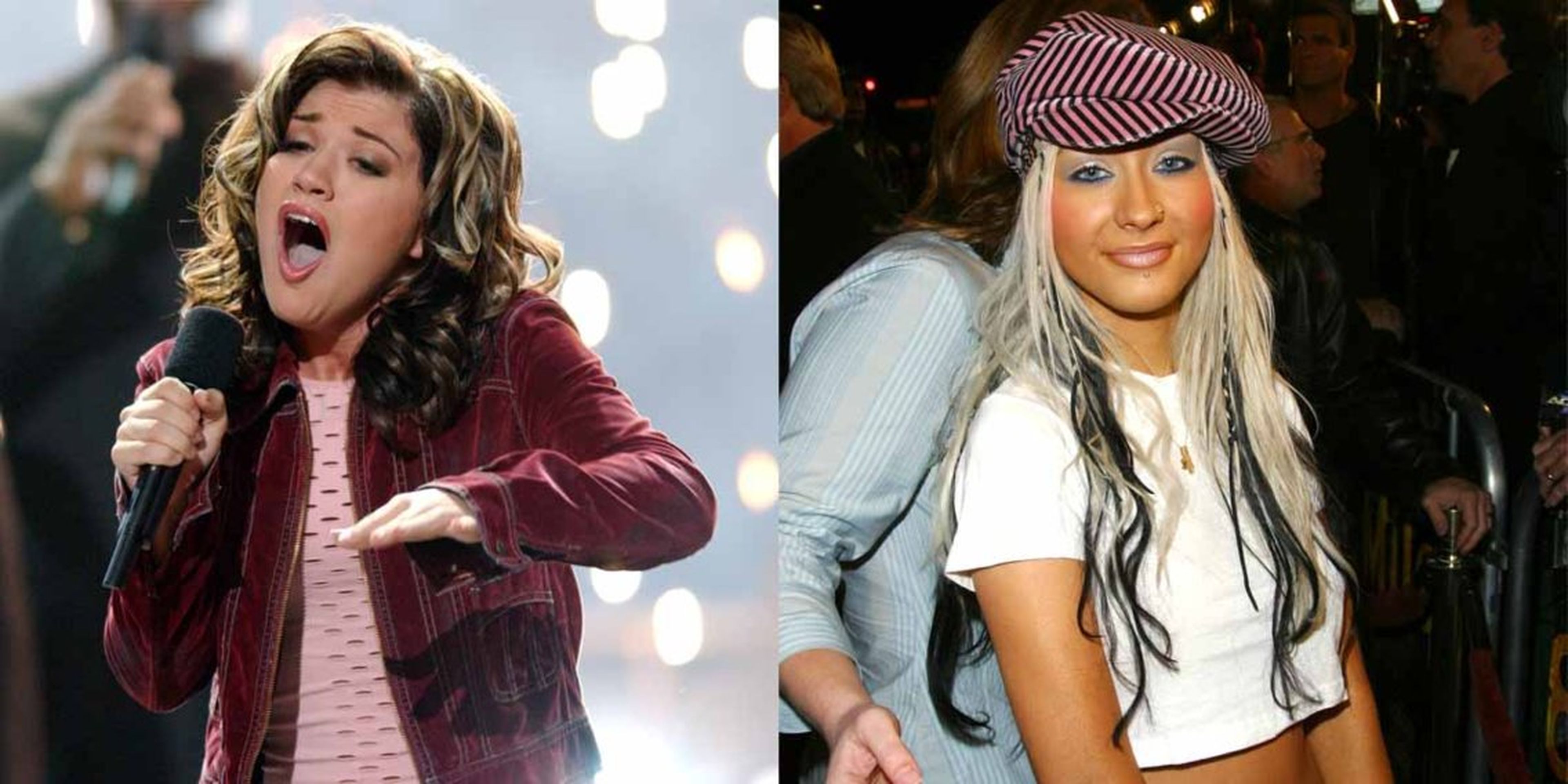 Kelly Clarkson y Christina Aguilera en 2002.