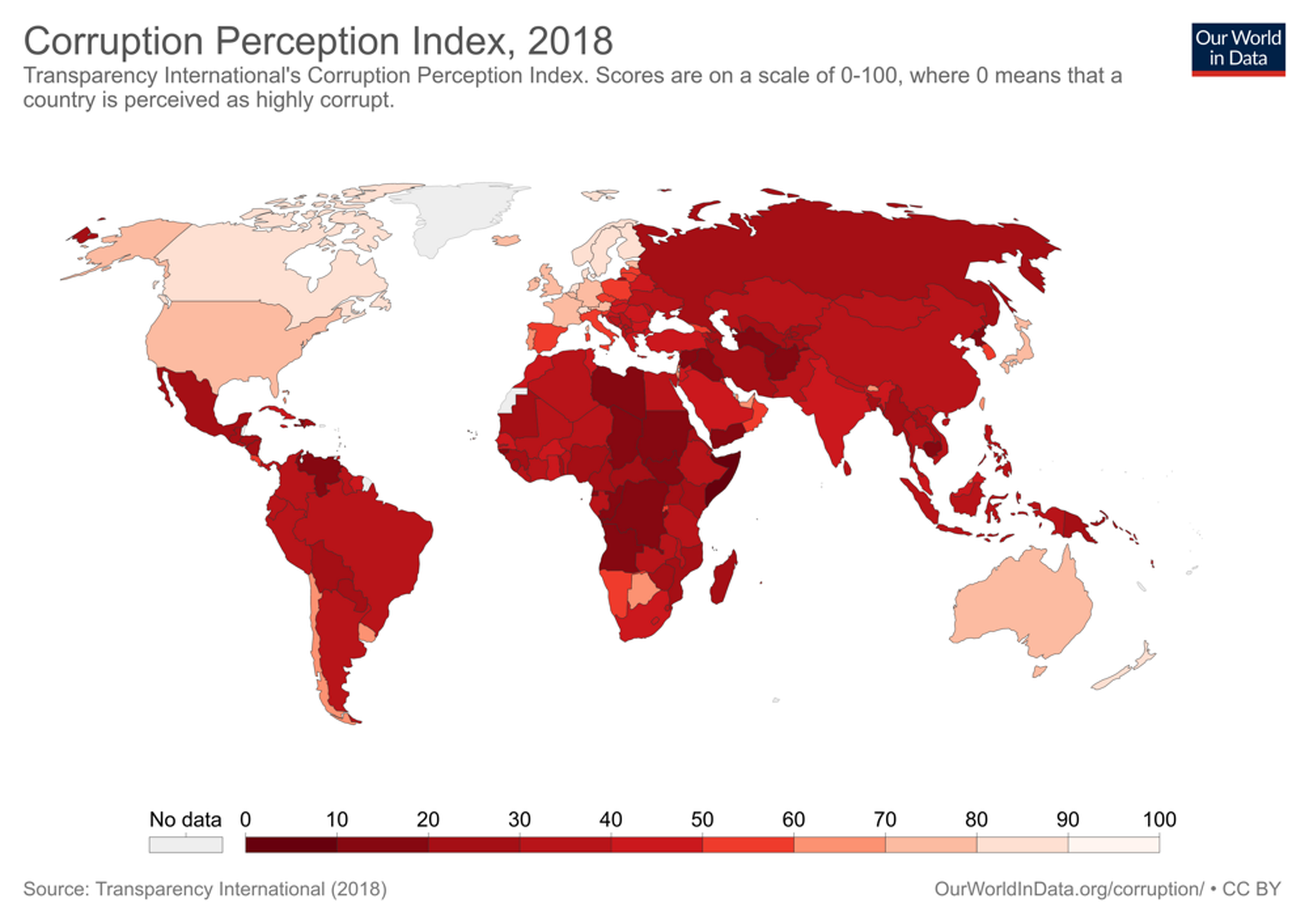 mapa corrupción en el mundo