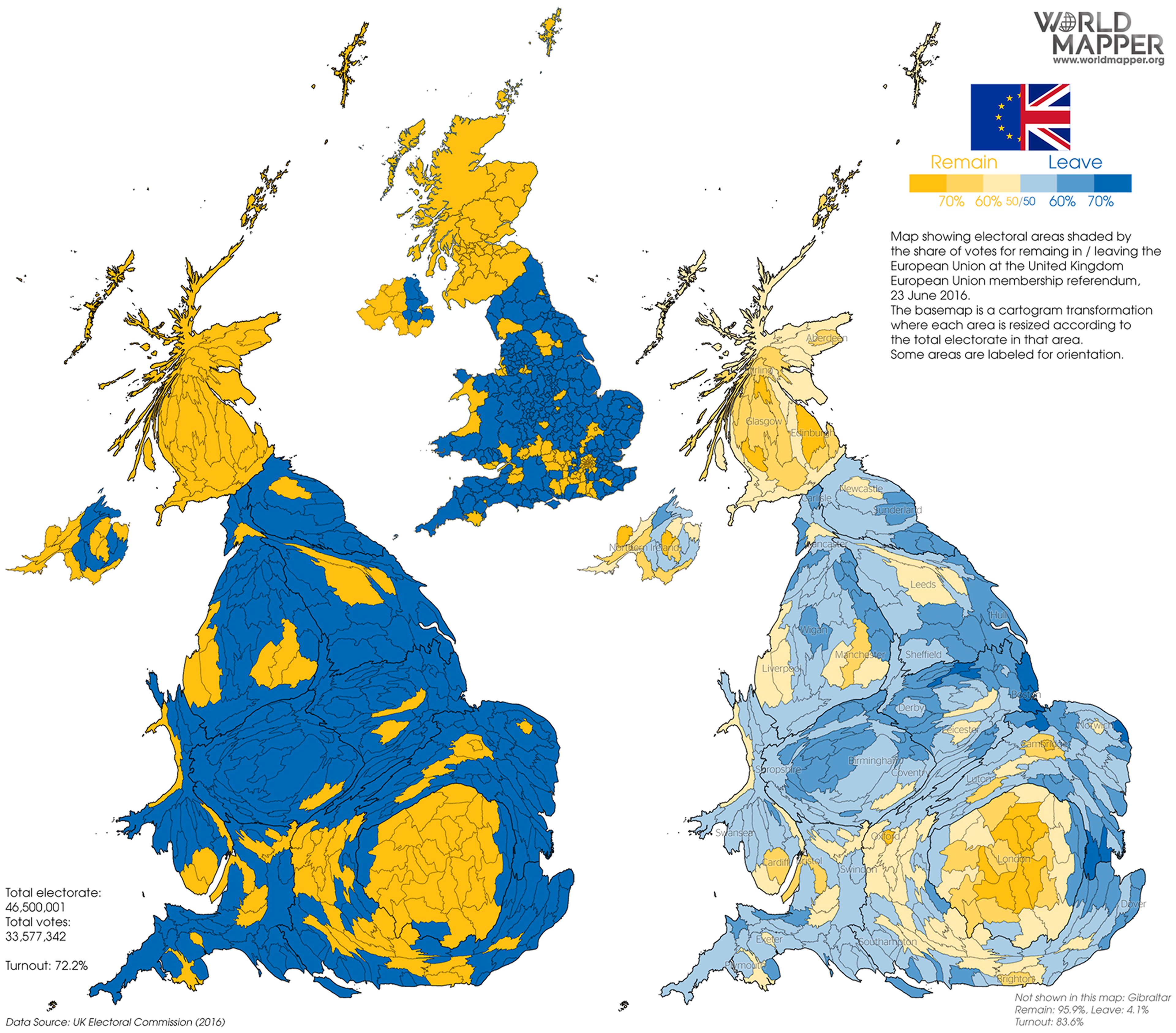mapa según voto Brexit