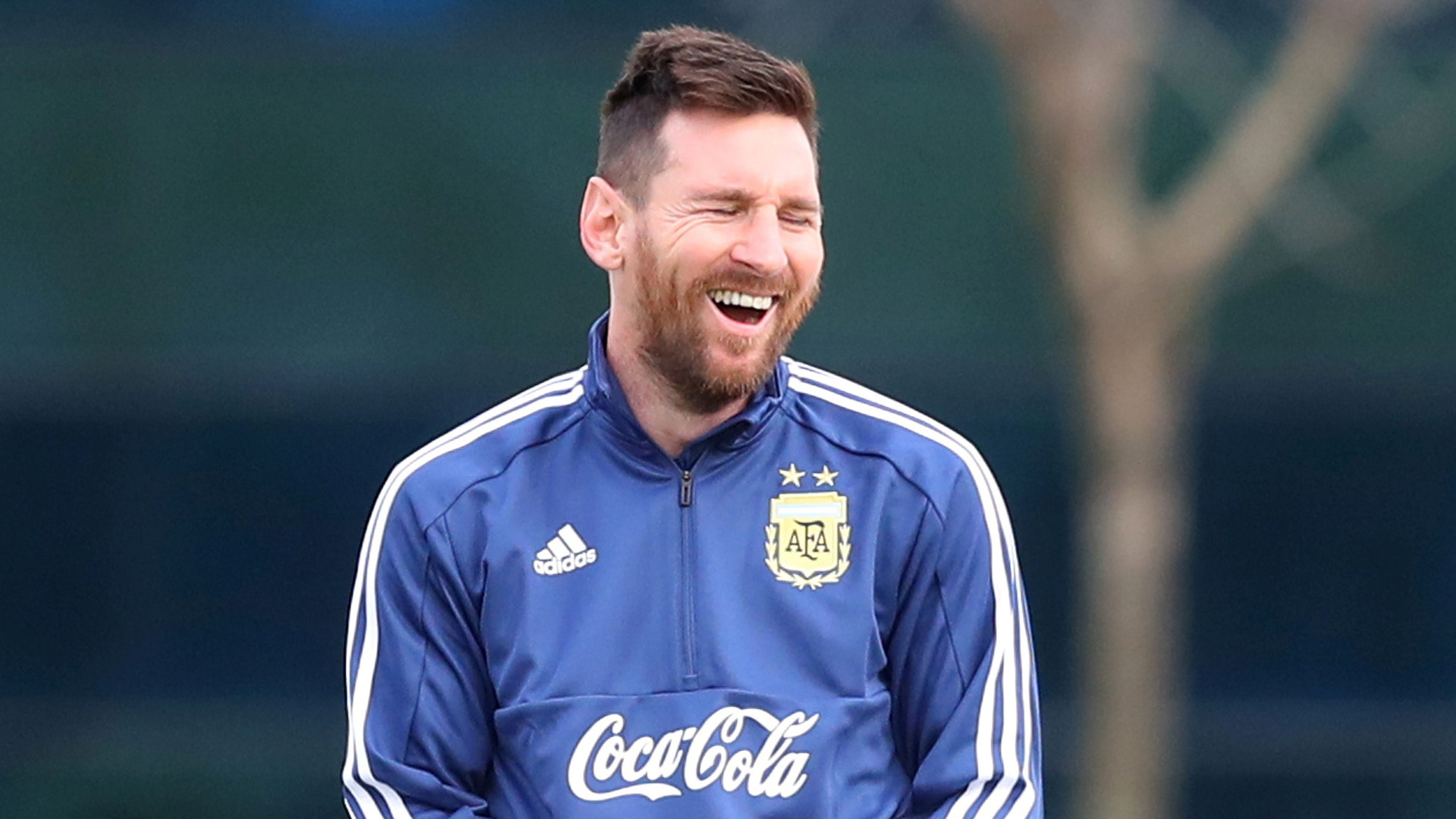 Messi, en un entrenamiento con la Selección argentina.