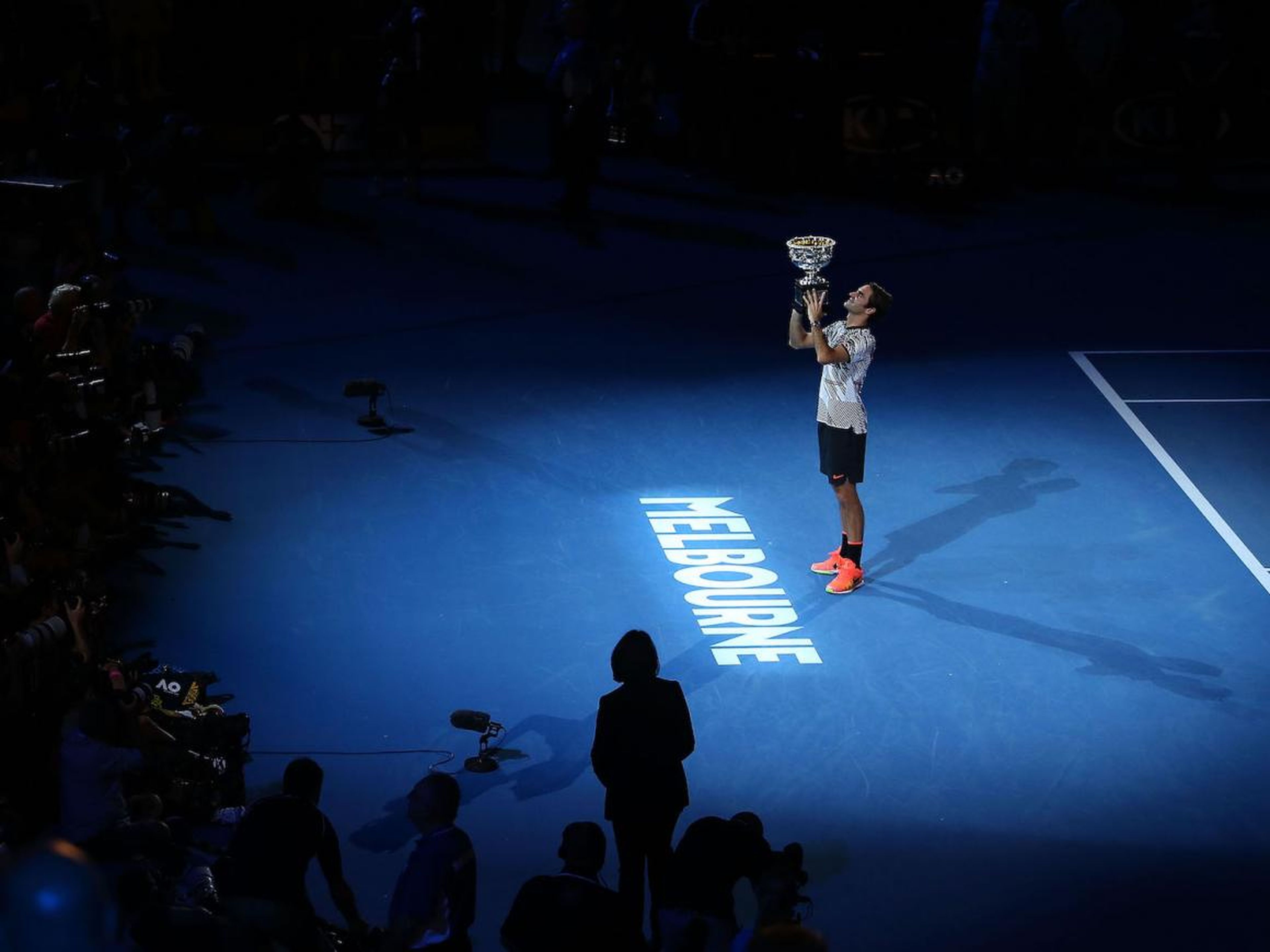 One of Federer's many trophy ceremonies.