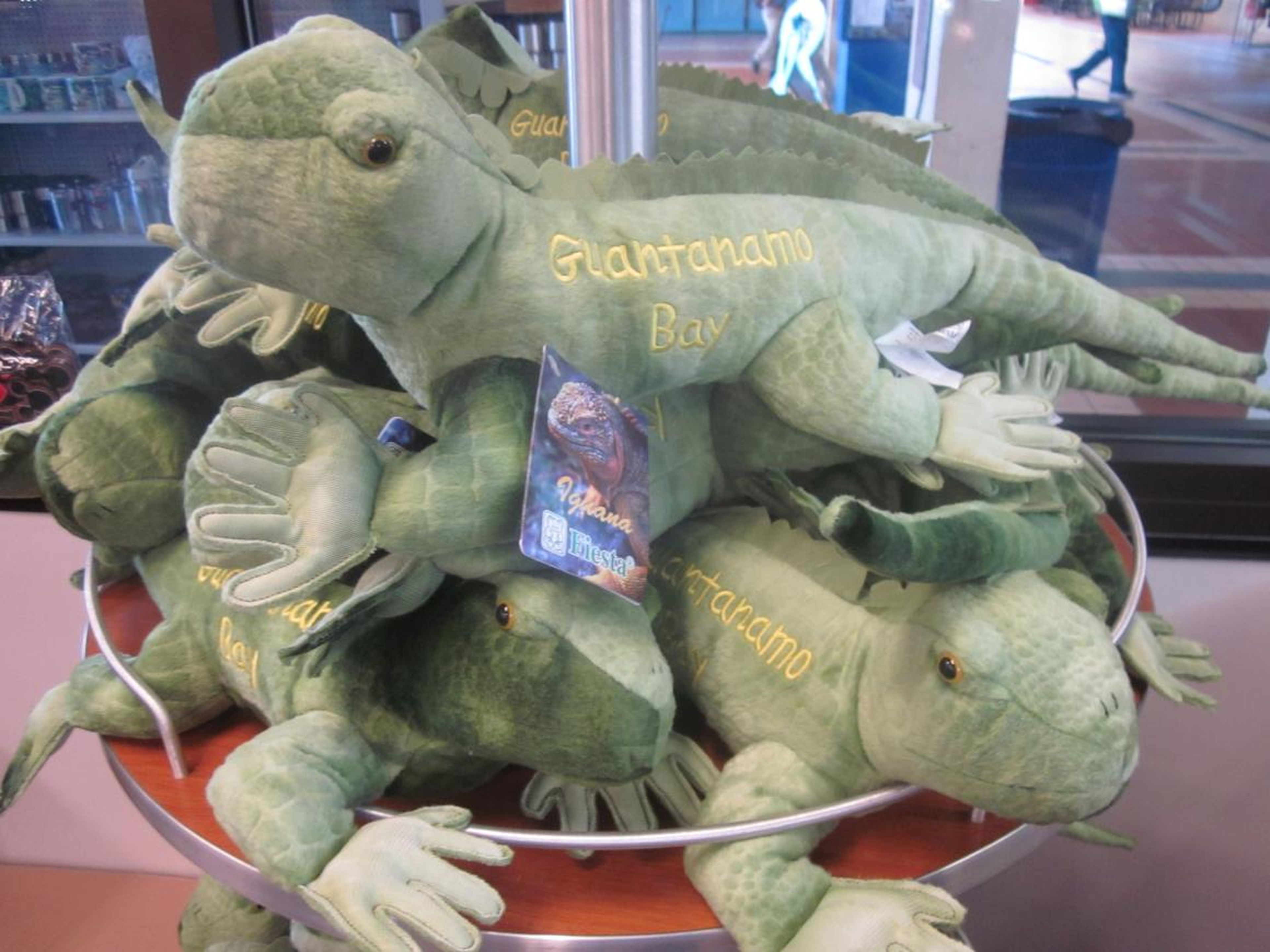 ... or this branded, stuffed lizard-like creature. "The image the items in the gift shop presents is that Guantanamo is a 'fun in the sun, place full of exotic animals and beaches," Mirk said.
