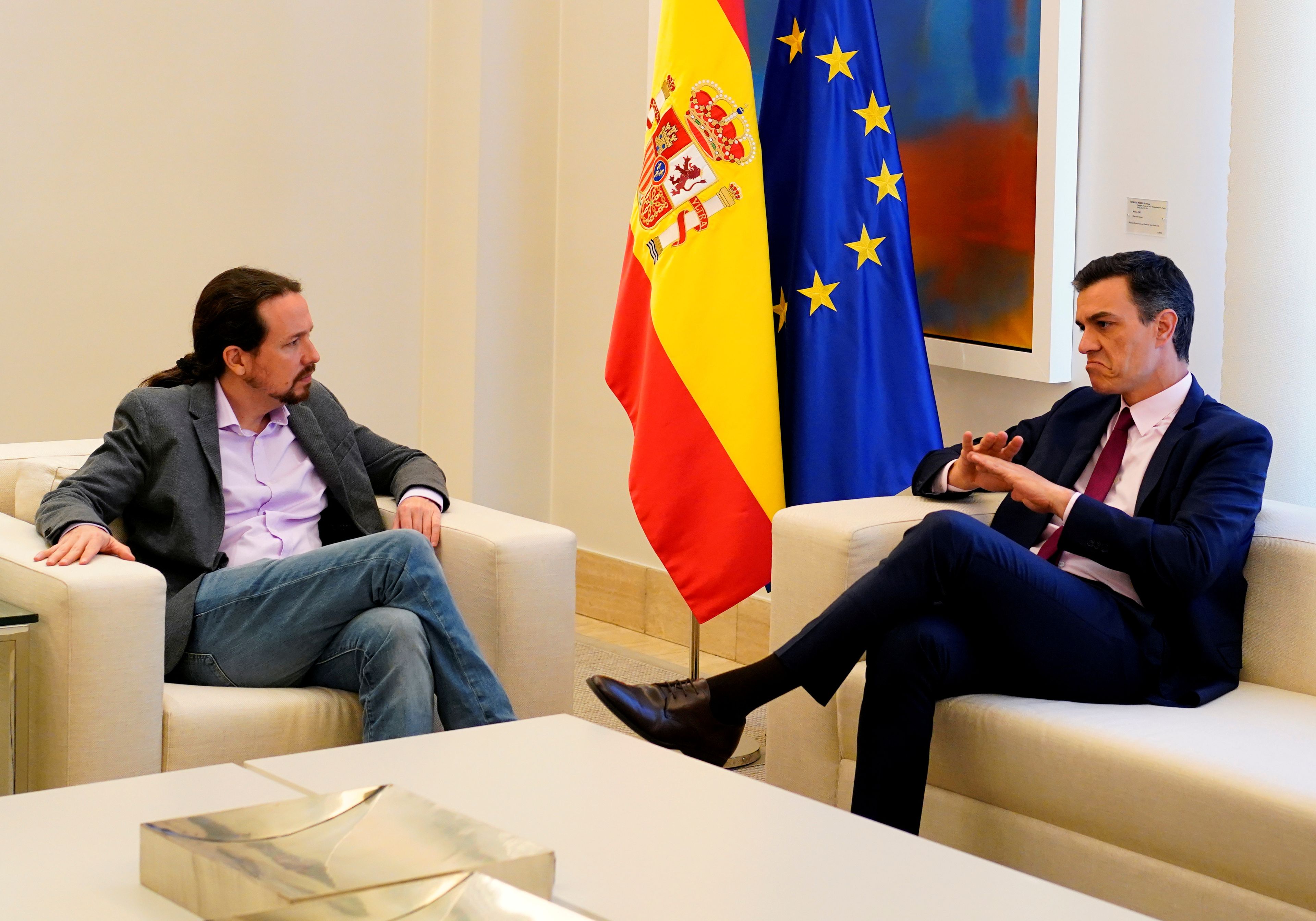 El líder de Unidas Podemos, Pablo Iglesias y el presidente del Gobierno en funciones, Pedro Sánchez.