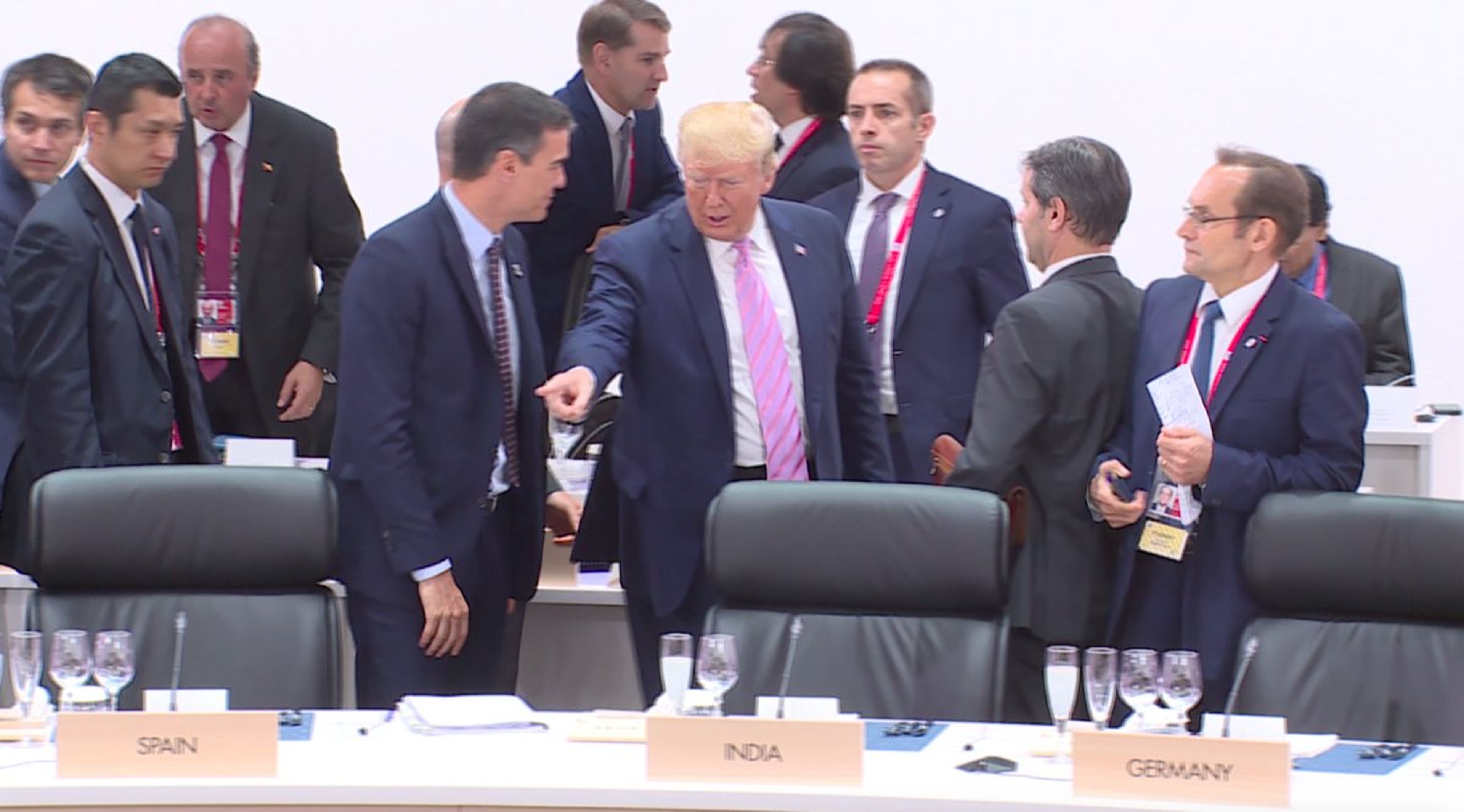 Pedro Sánchez y Donald Trump este viernes en el G20.