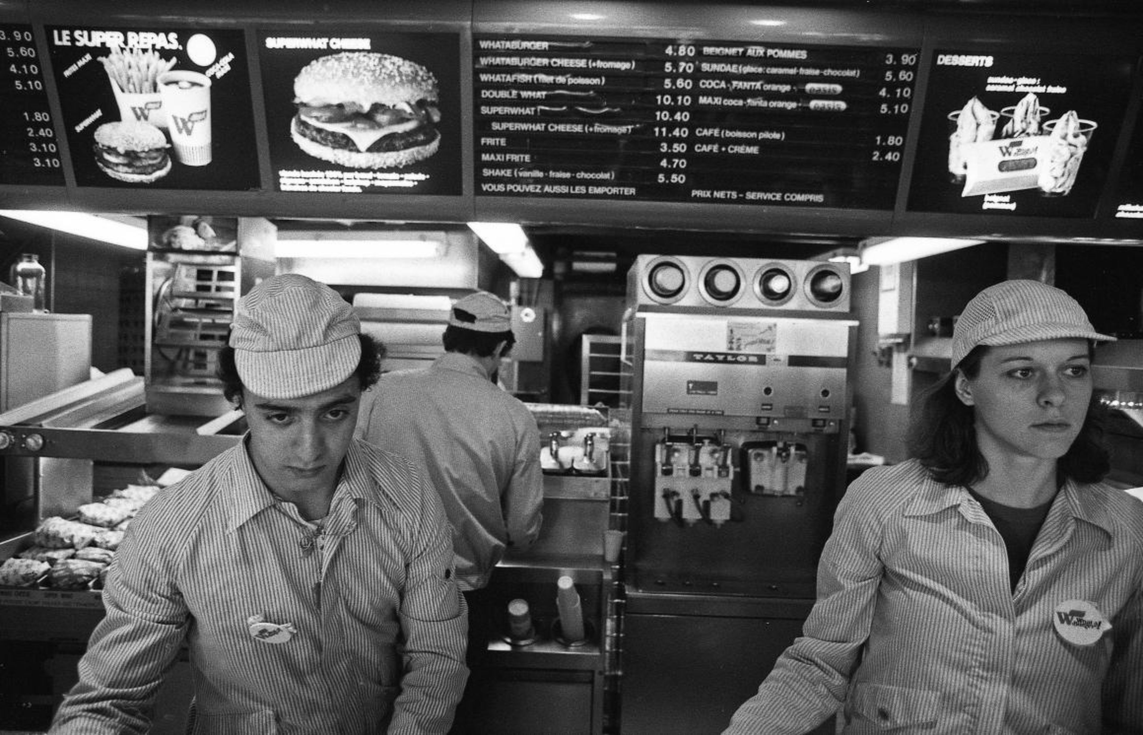 This photo was taken in 1982, two years after the first Burger King opened in France. Although the stripes look drab in this black-and-white photo, they were actually a bright, eye-catching red. Until recently, Burger King