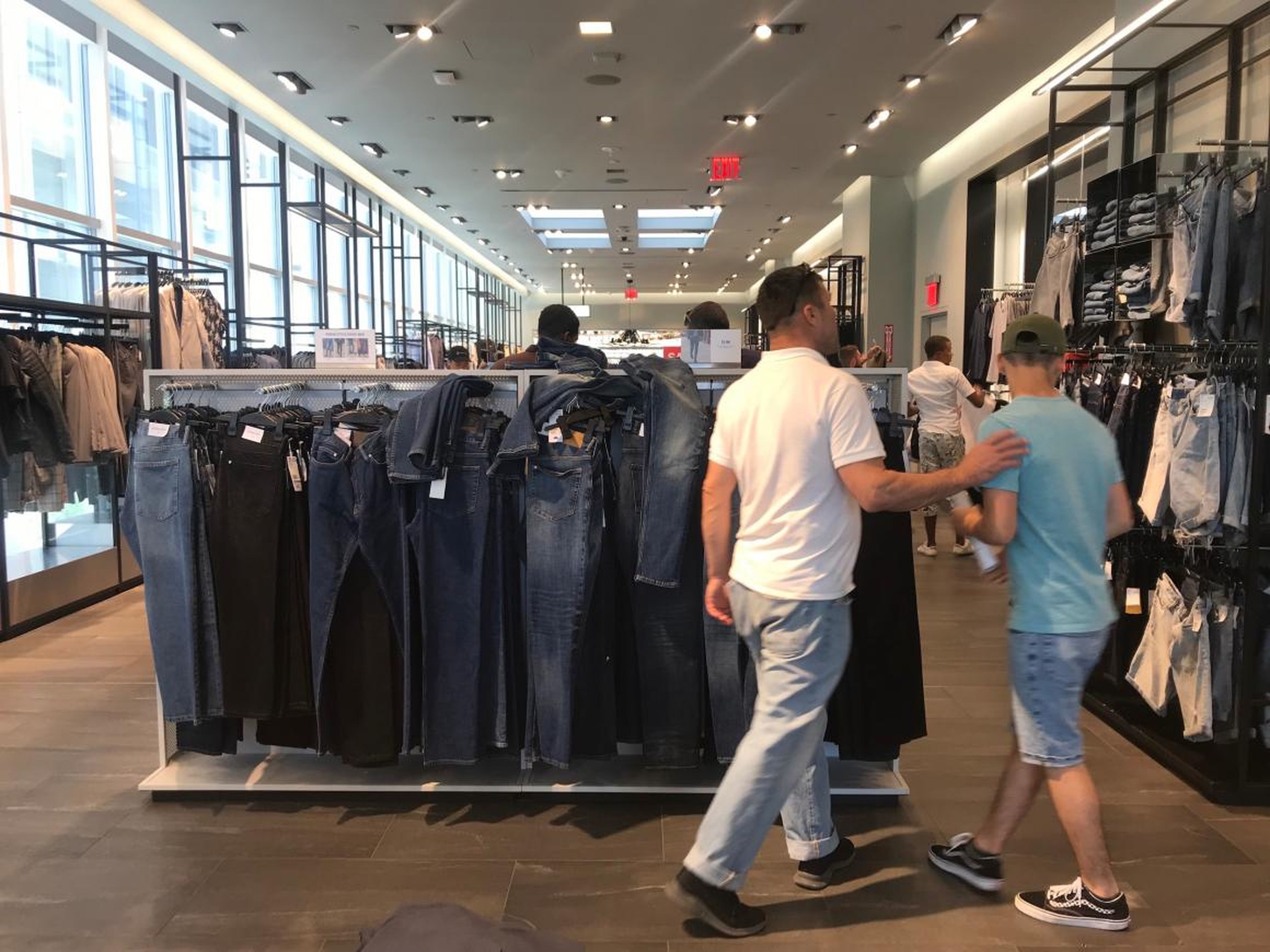 Though men's apparel comprises a comparatively smaller portion of H&M's inventory, the section was particularly busy.