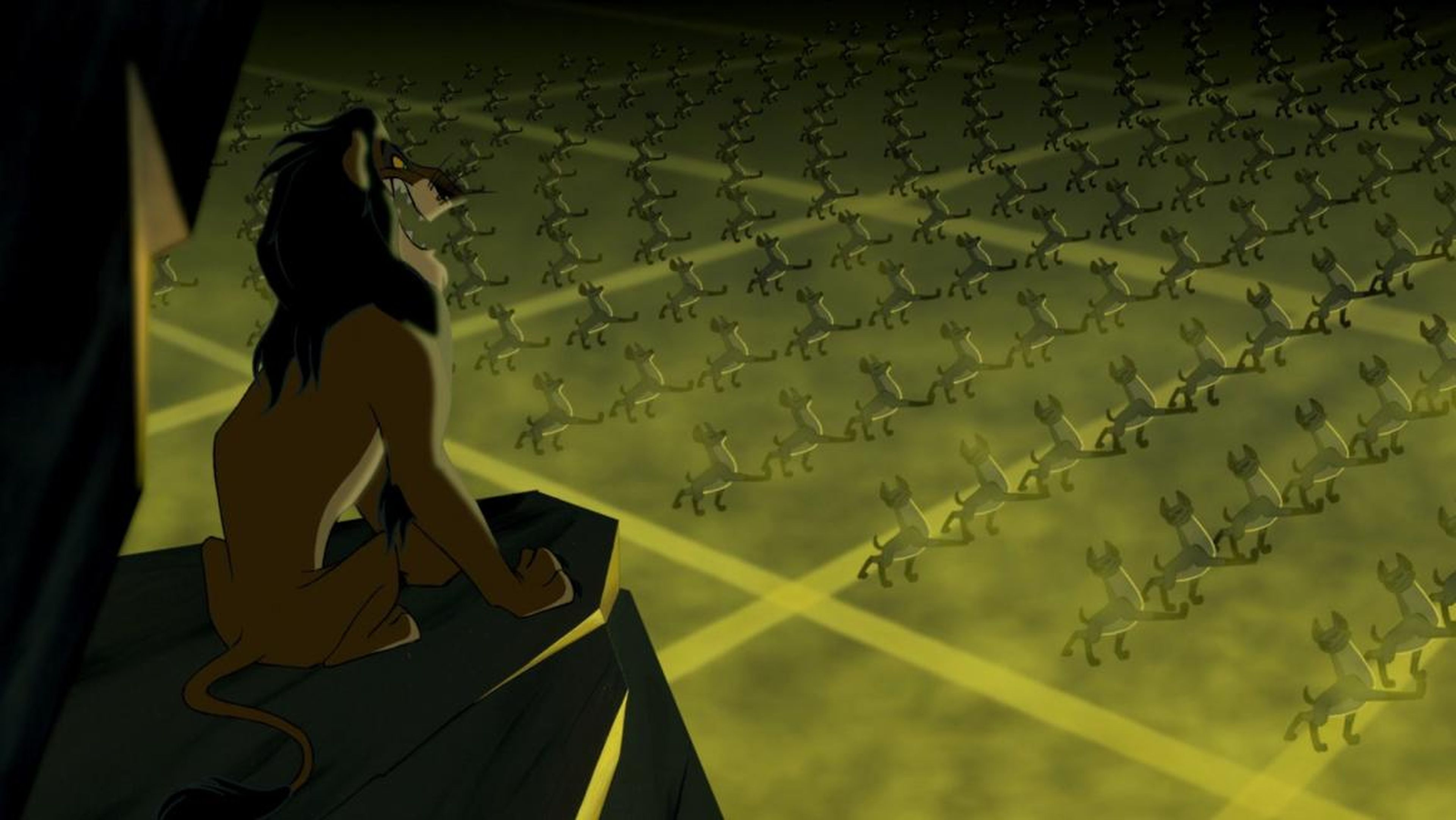 Scar tenía un ejército de hienas marchando en la primera peli.