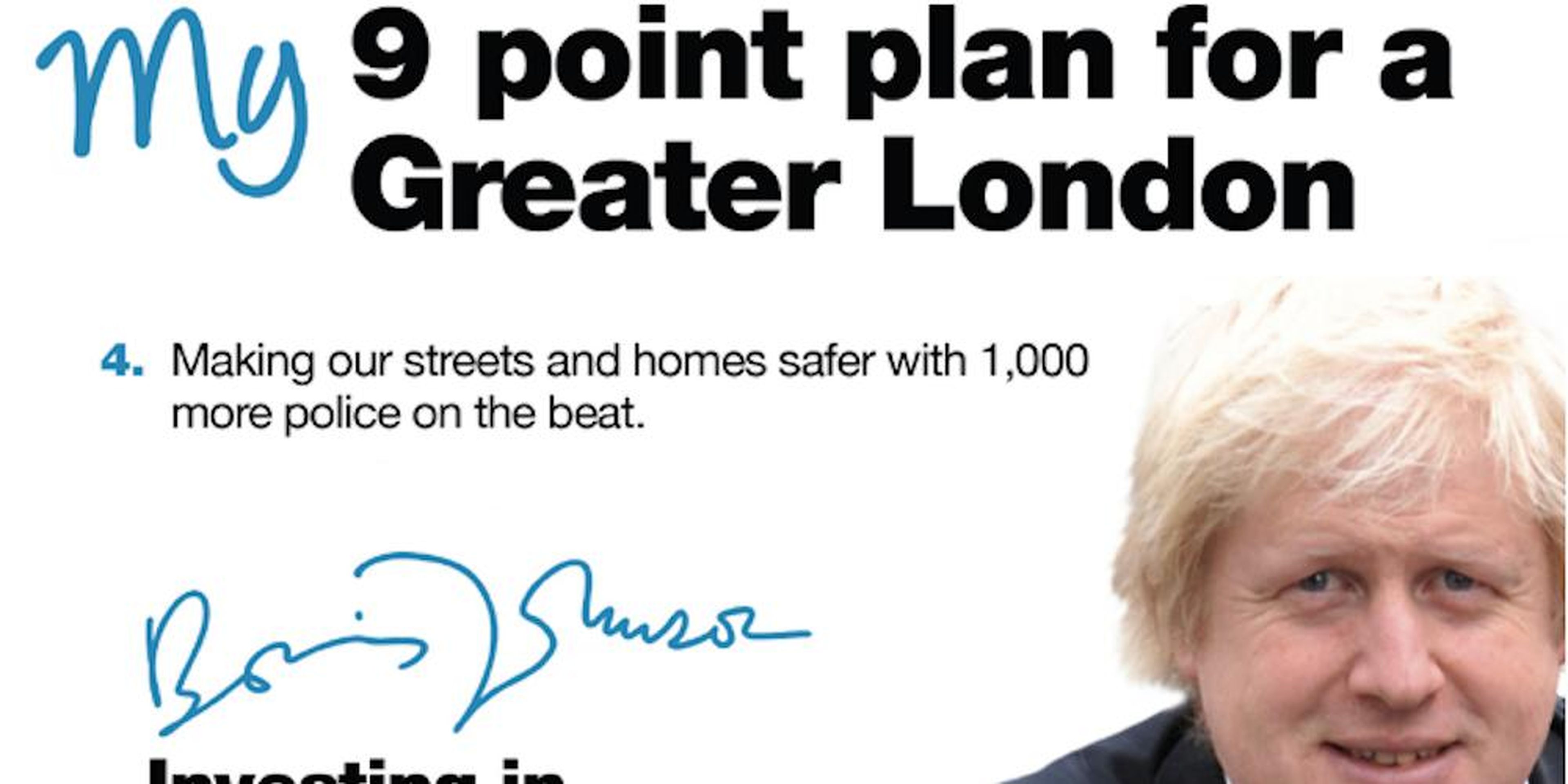 Boris Johnson's 2012 campaign pledge