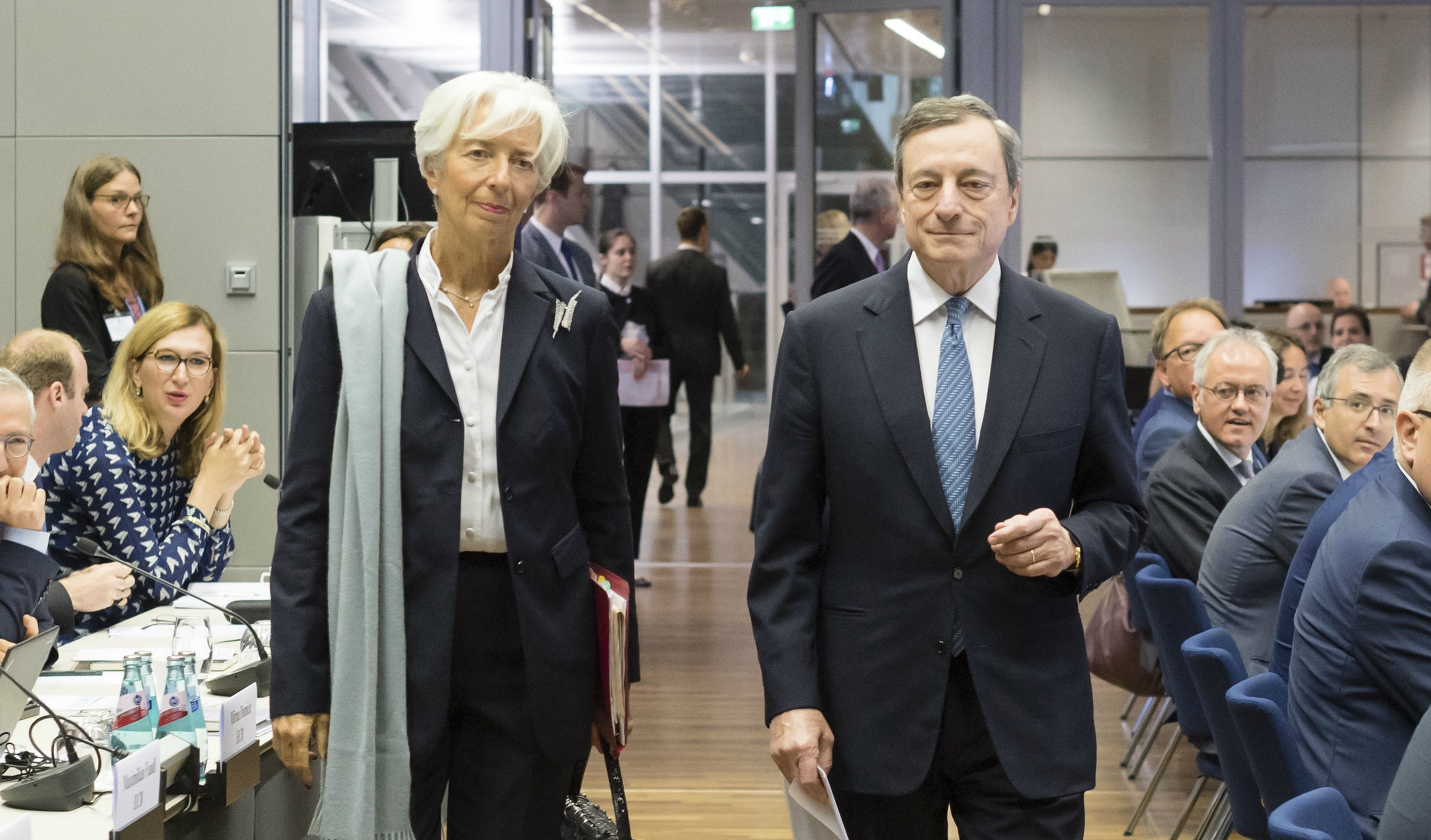 Christine Lagarde, presidenta del FMI, y Mario Draghi, presidente del BCE.
