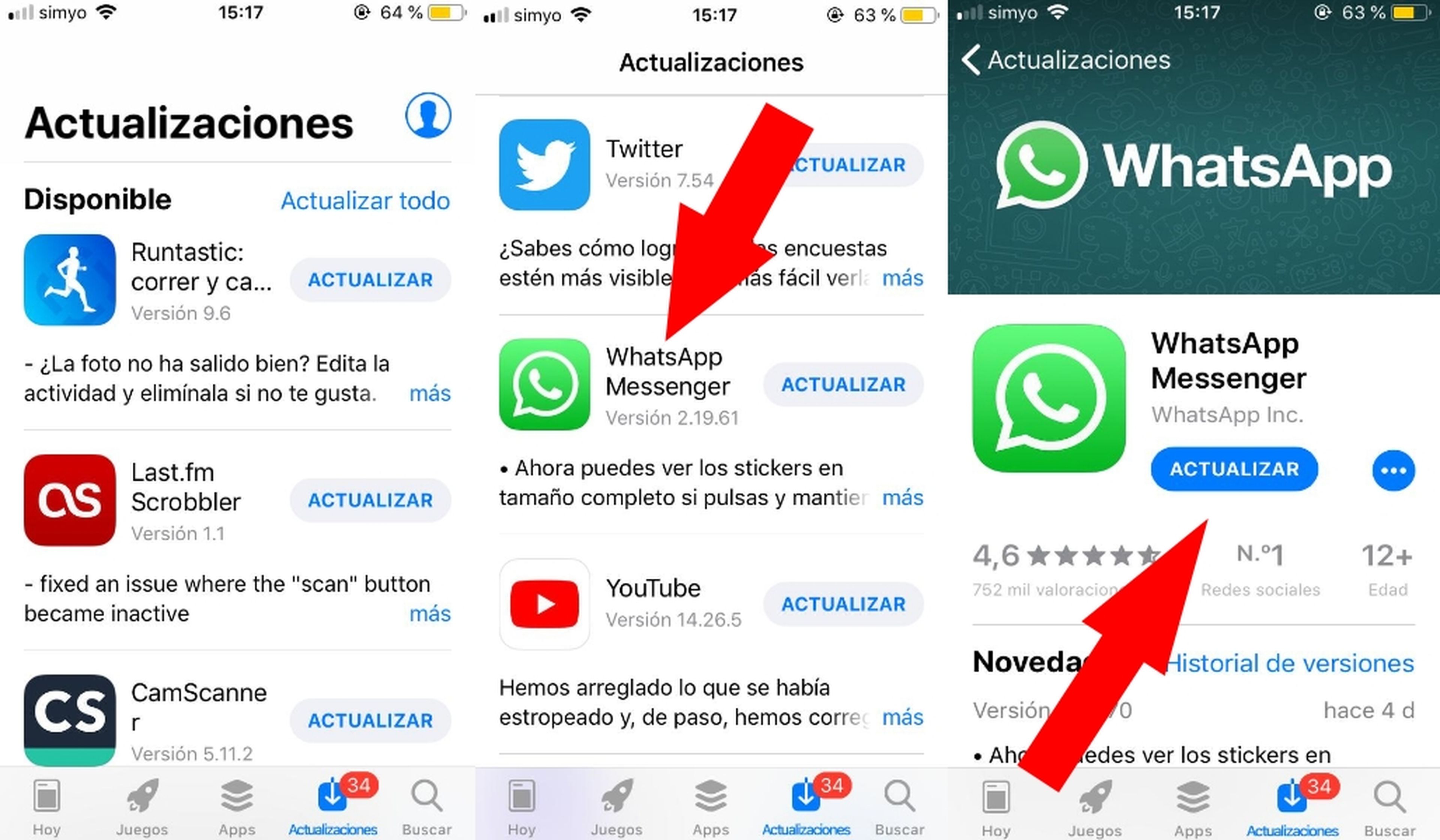 Cómo actualizar Whatsapp en iPhone