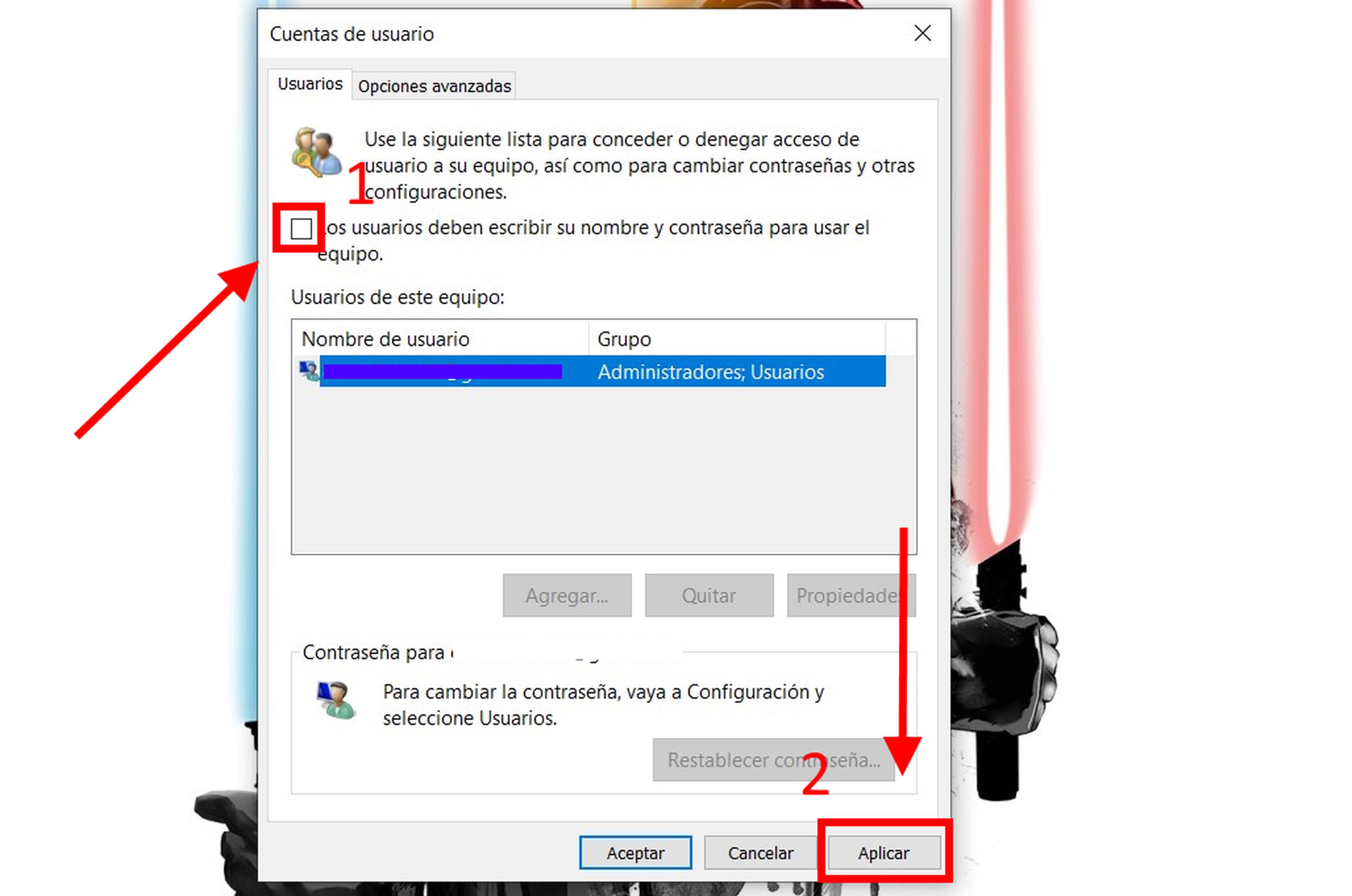 Como eliminar la contraseña de inicio de Windows 10