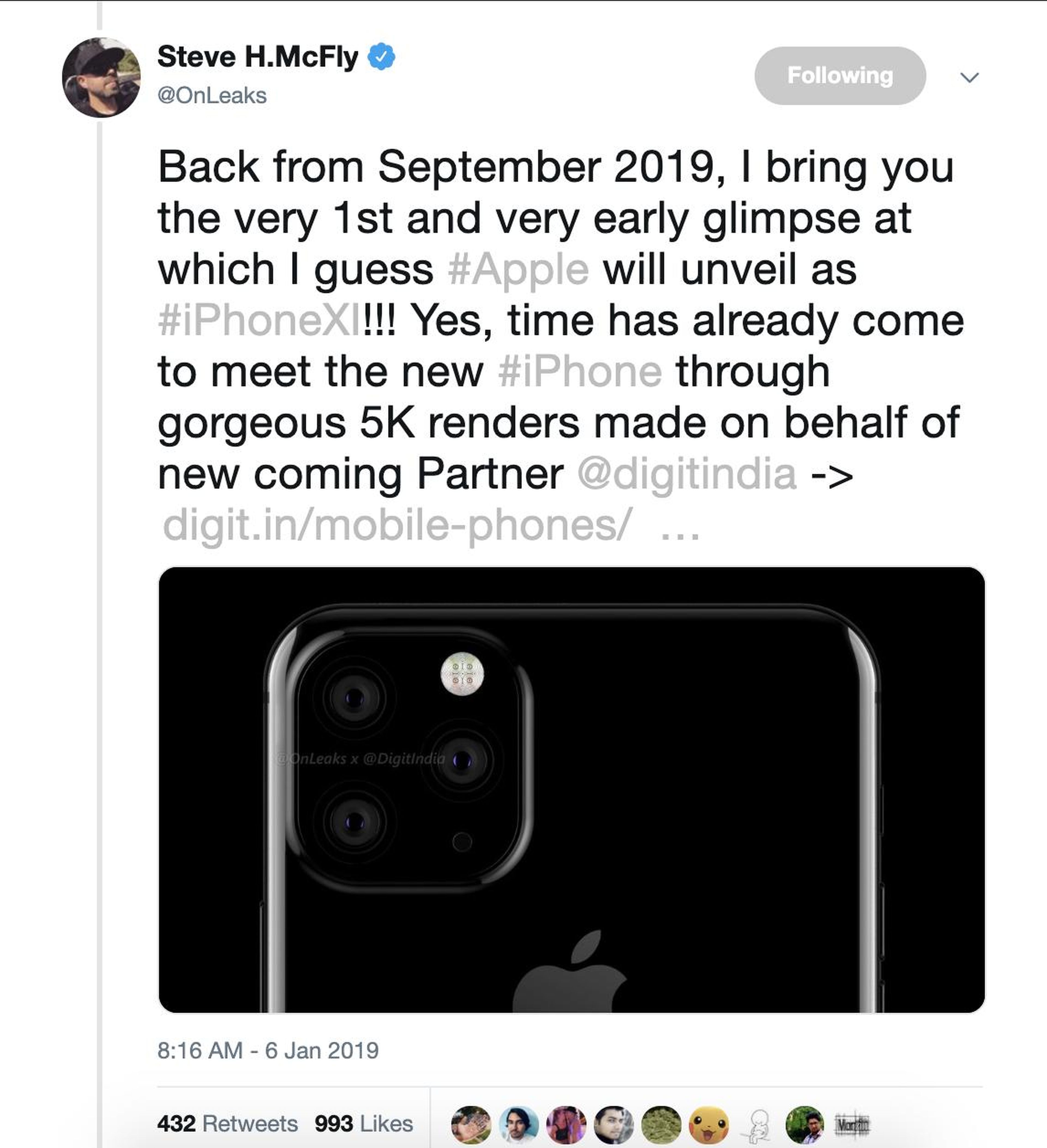 Hilsenteger's iPhone 11 dummy looks almost identical to a rendering from Hemmerstoffer published in January, based on rumors and leaked schematics.