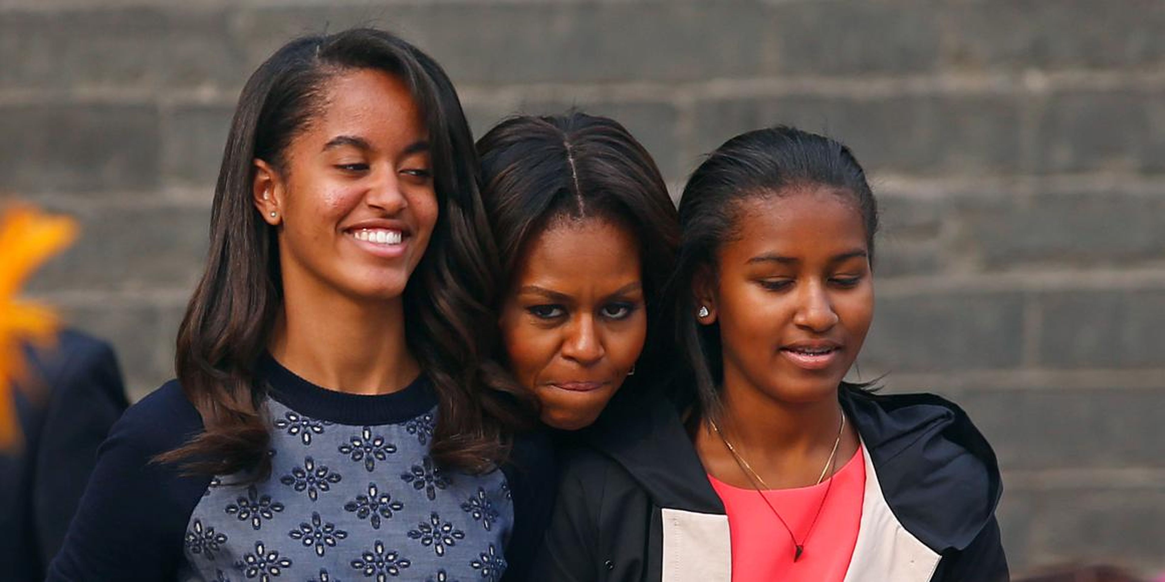 Michelle Obama with Malia, right, and Sasha Obama.
