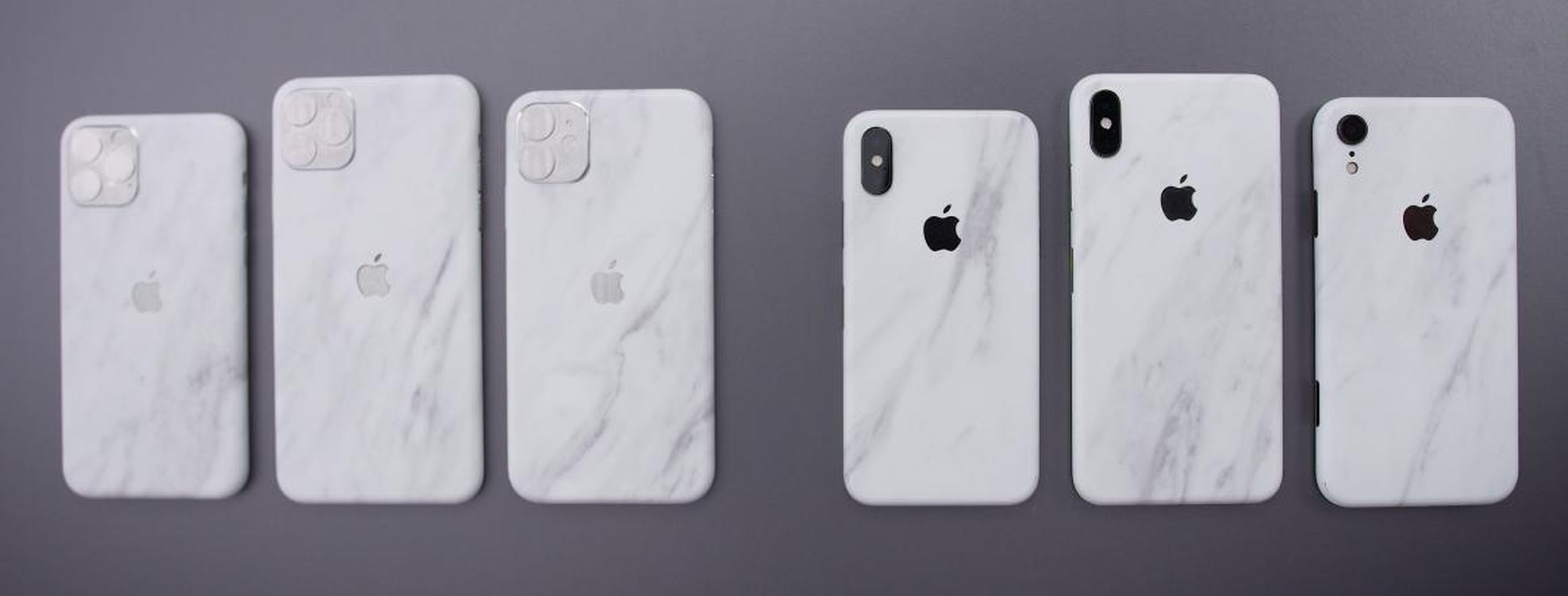Desde la izquierda: iPhone 11 Pro, 11 Pro Max, 11, XS, XS Max, XR.