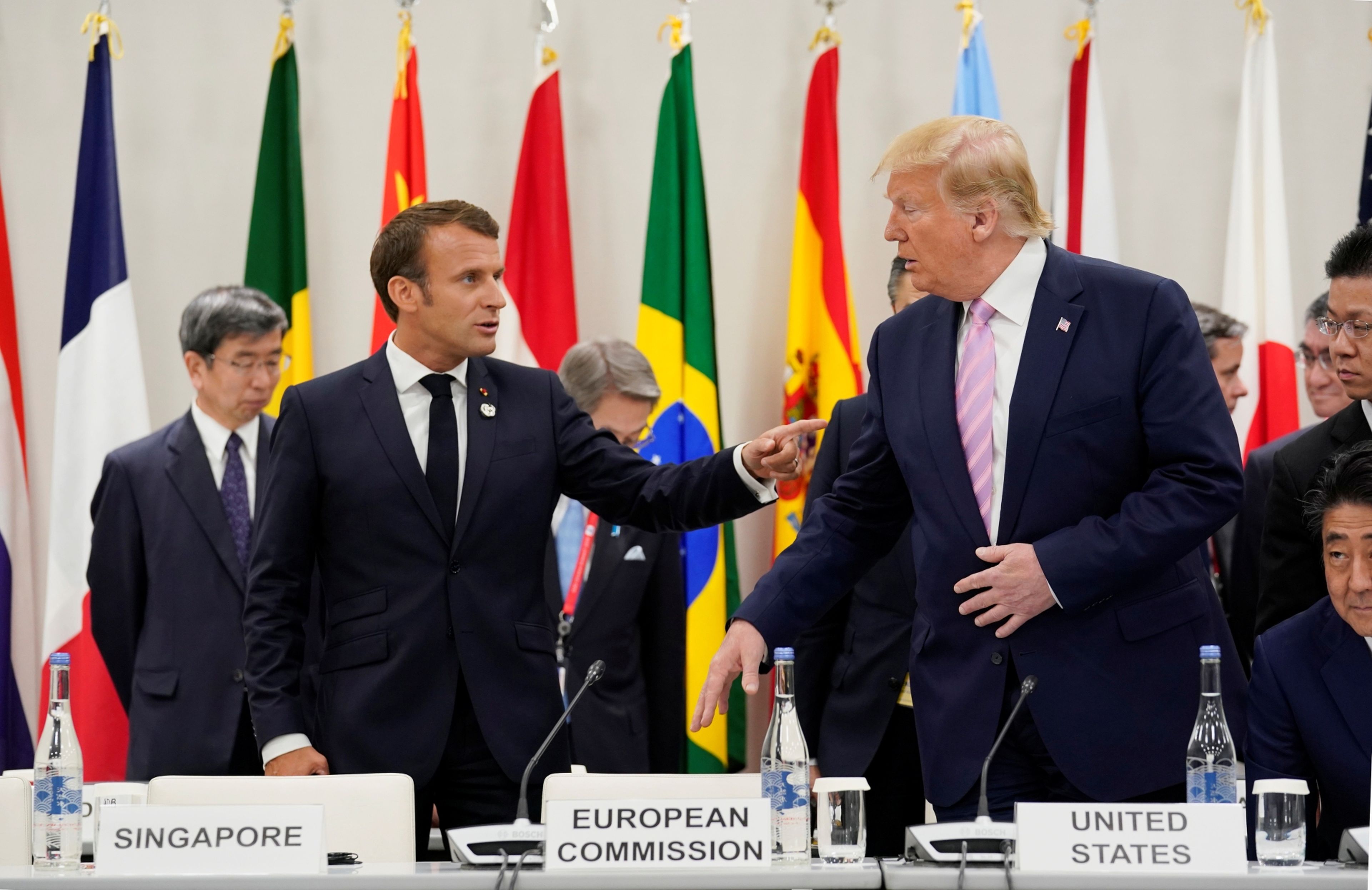 El presidente francés, Emmanuel Macron, y su homólogo estadounidense, Donald Trump