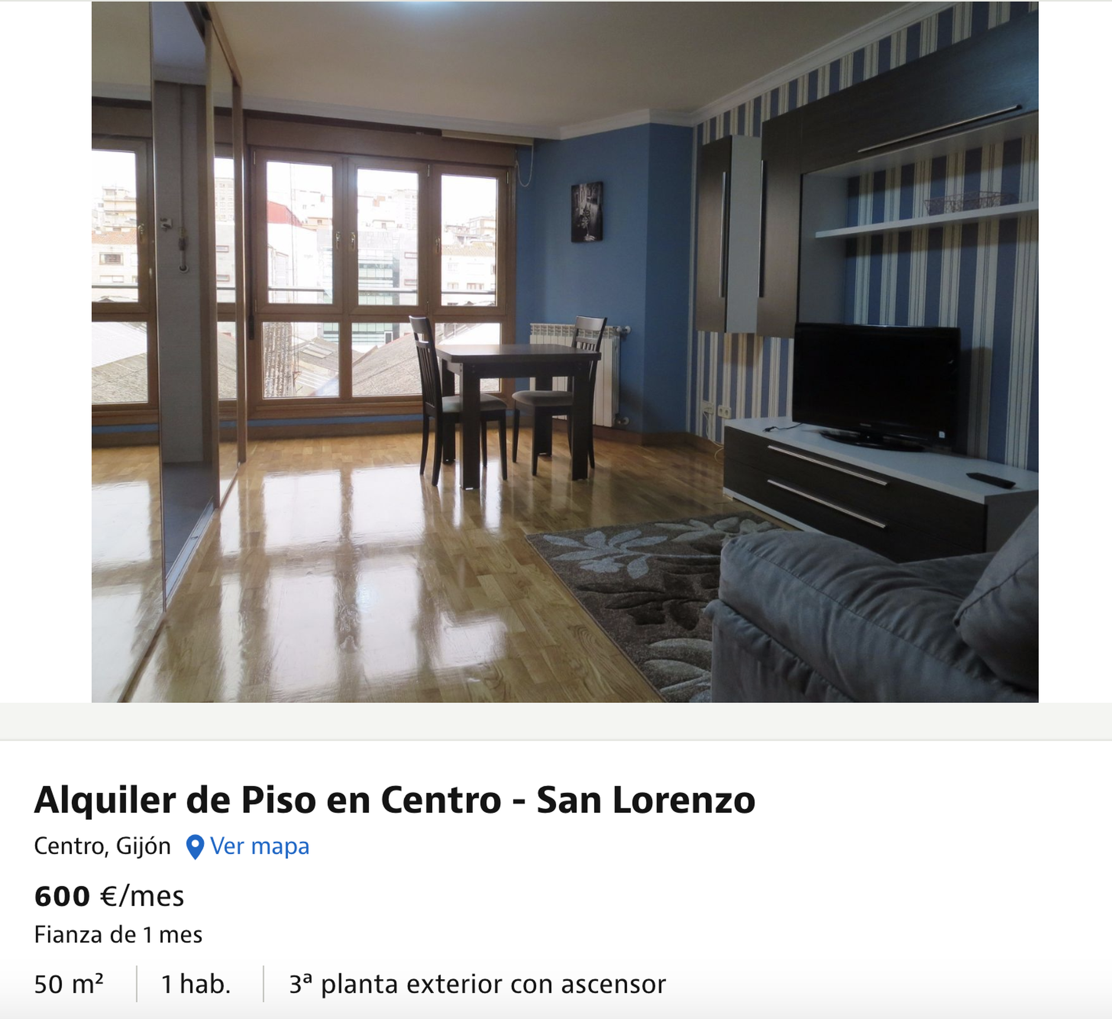 Anuncio de un piso en alquiler en Gijón