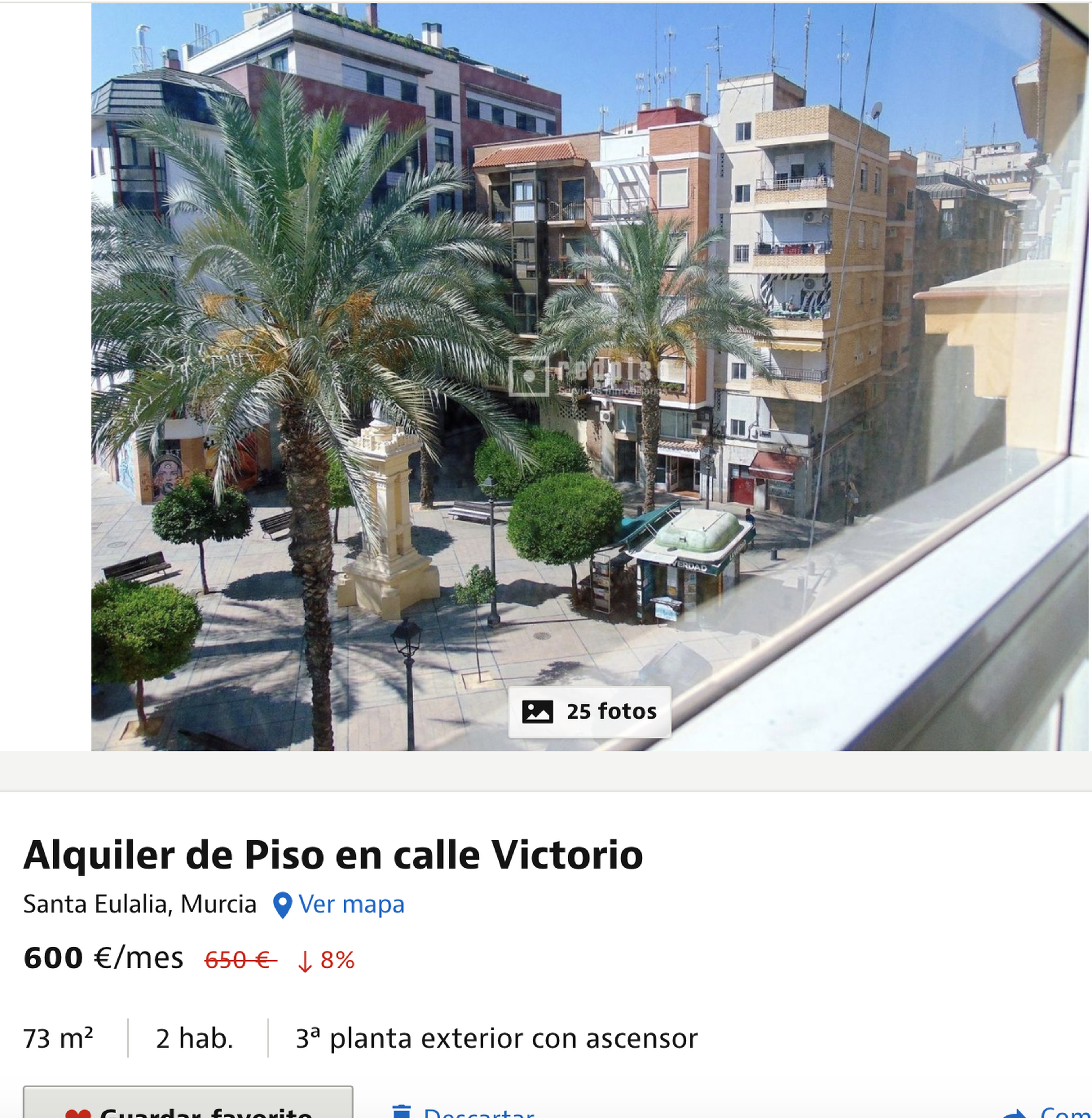 Anuncio de un piso en alquiler en Murcia