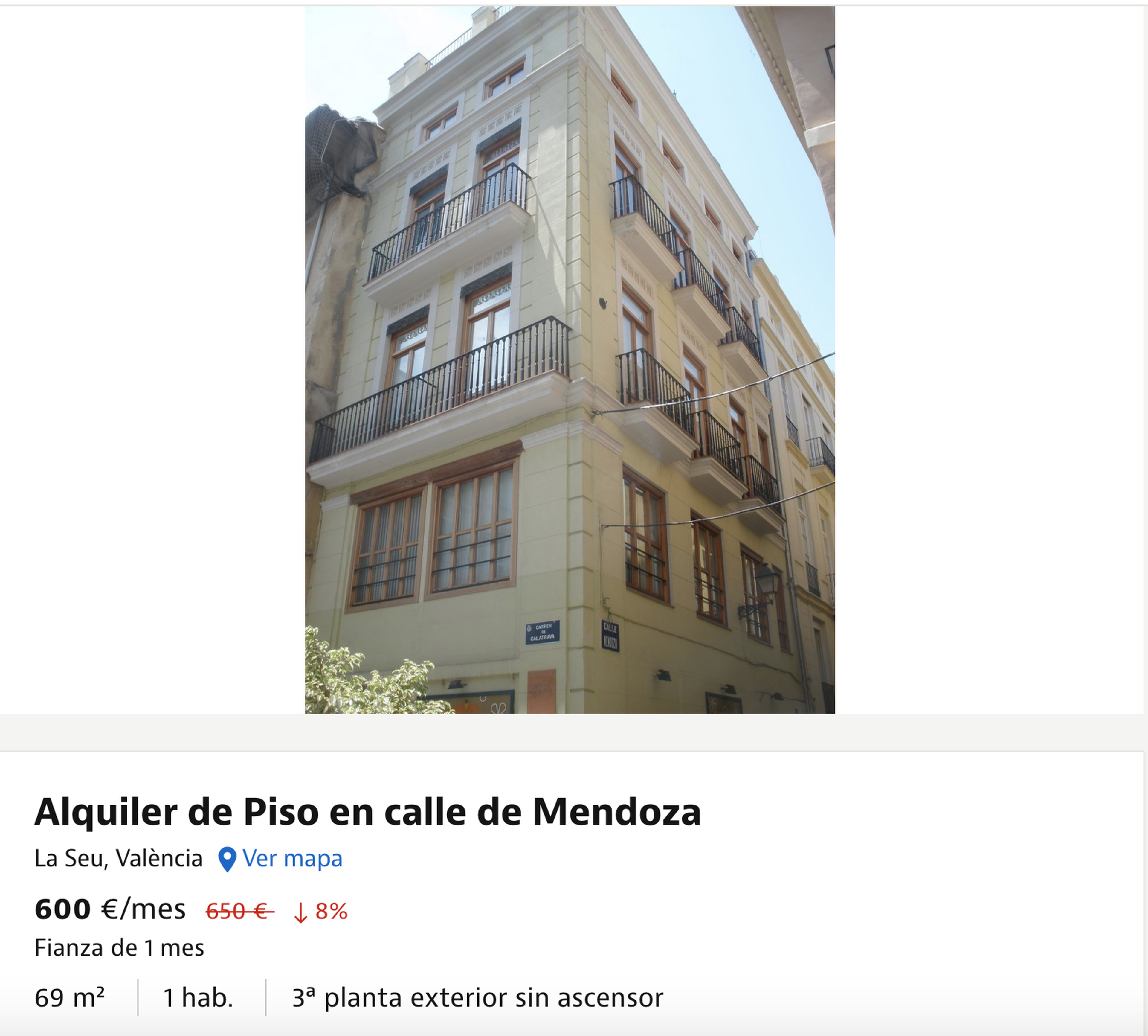 Anuncio de un piso en alquiler en Valencia