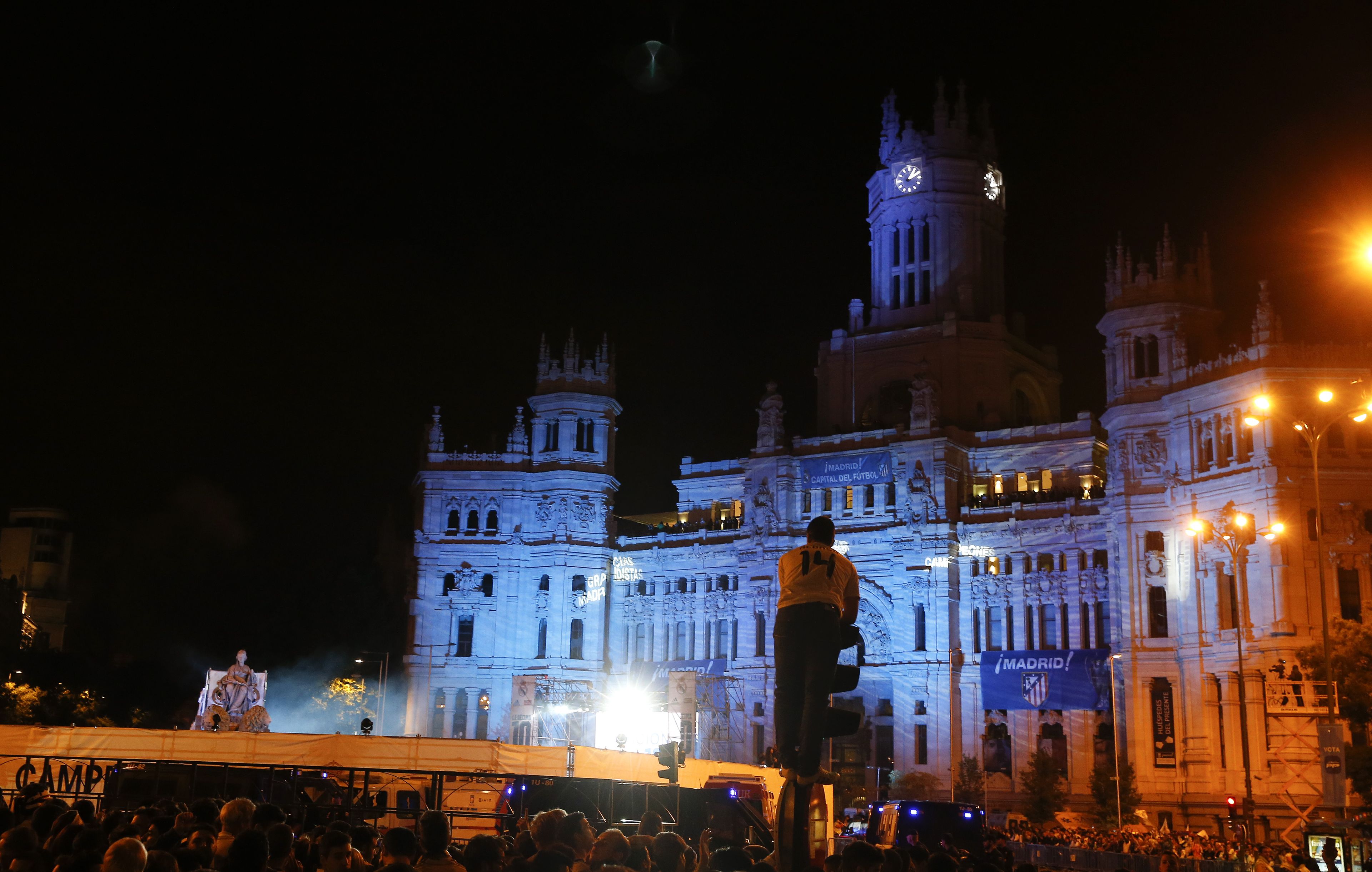 El Ayuntamiento de Madrid, durante una celebración del Real Madrid.