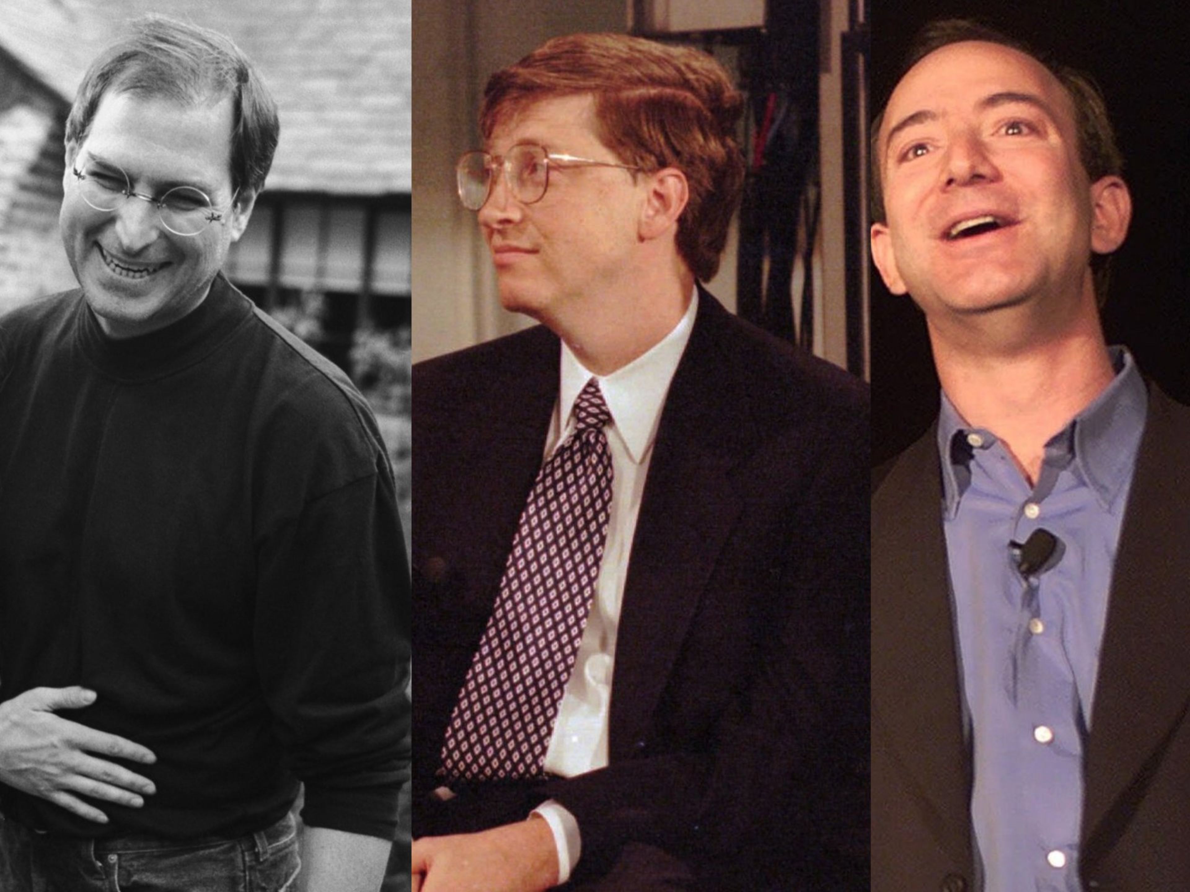 Bill Gates, Steve Jobs y Jeff Bezos