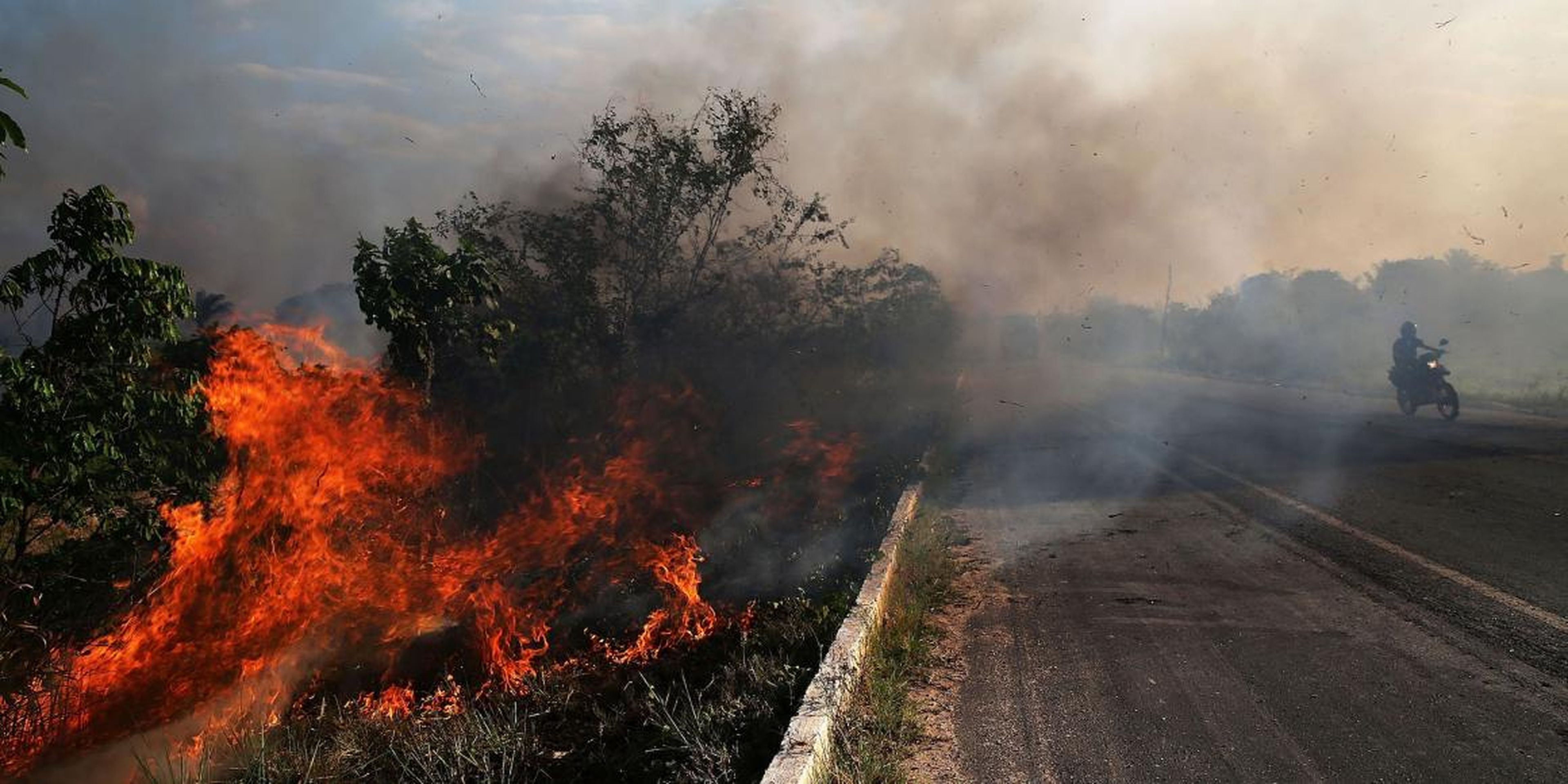 A fire in a deforested section of the Amazon basin on November 23, 2014, in Ze Doca, Brazil.