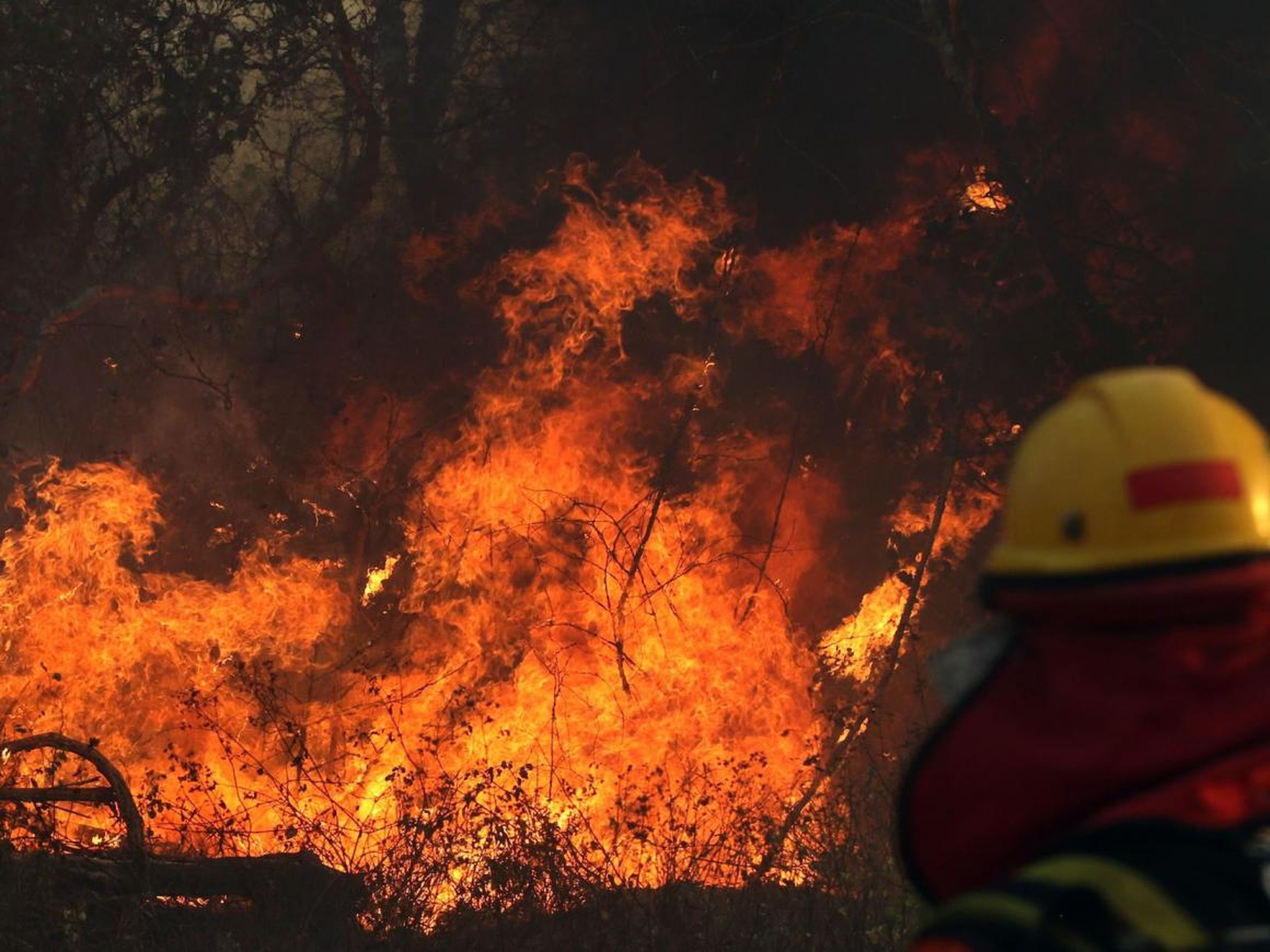 Un fuego cerca de Robore, Bolivia, el 22 de agosto. Incendios en Bolivia han devastado cerca de 745.000 hectáreas de selva y pastos.