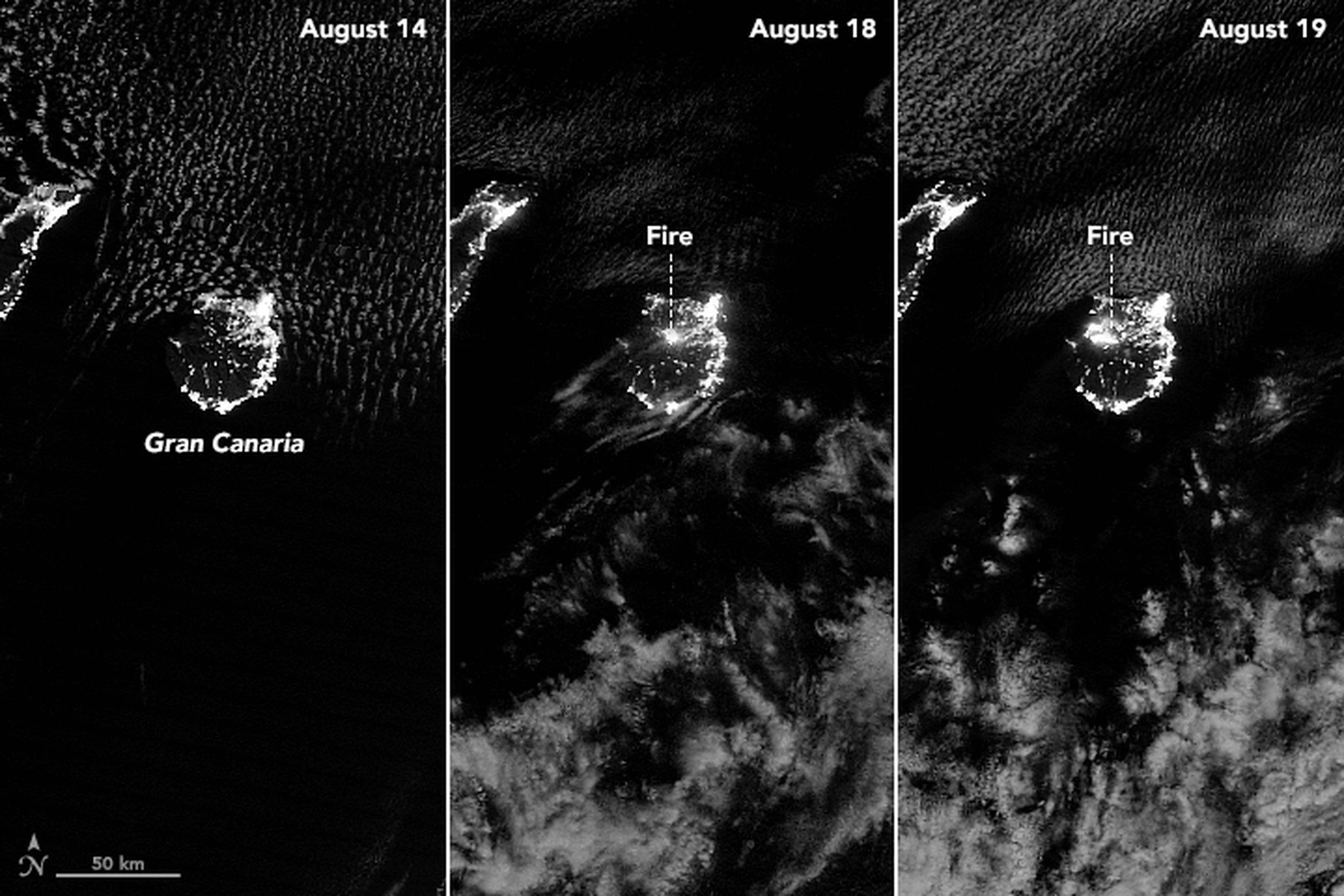 Gran Canaria, fotografiada desde el satélite Aqua de la NASA.