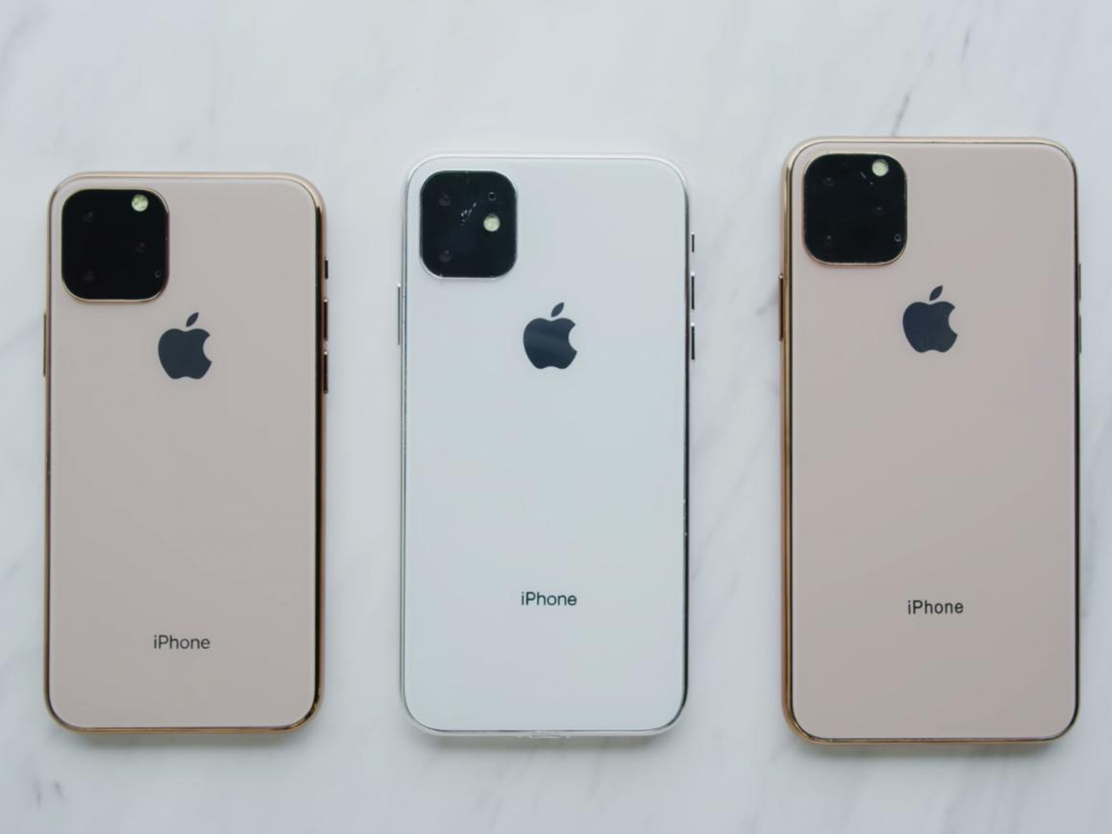 iPhone 11 machine-milled dummy models, from left: iPhone 11 Pro, iPhone 11, iPhone 11 Pro Max.