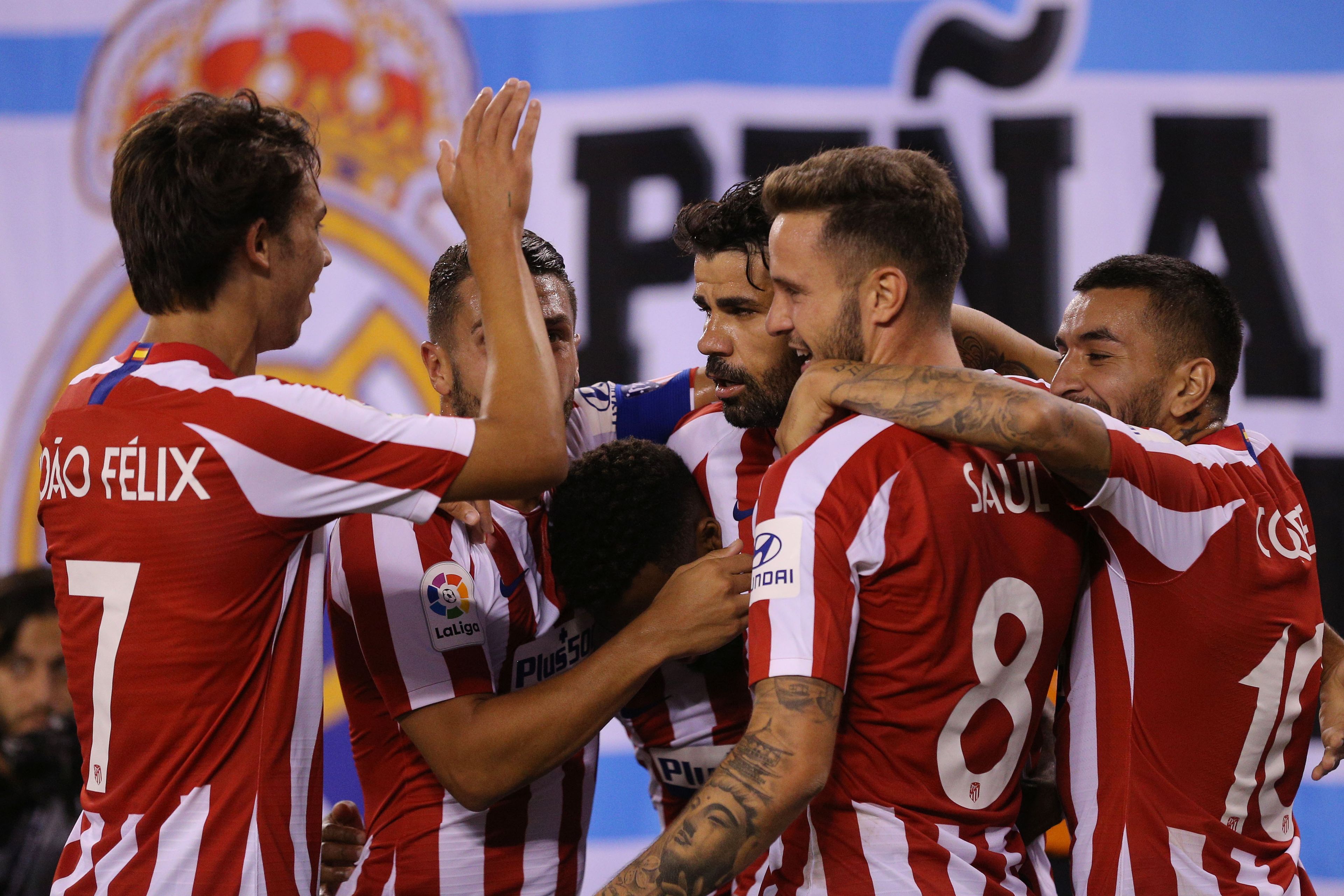 Jugadores del Atlético de Madrid celebrando un gol
