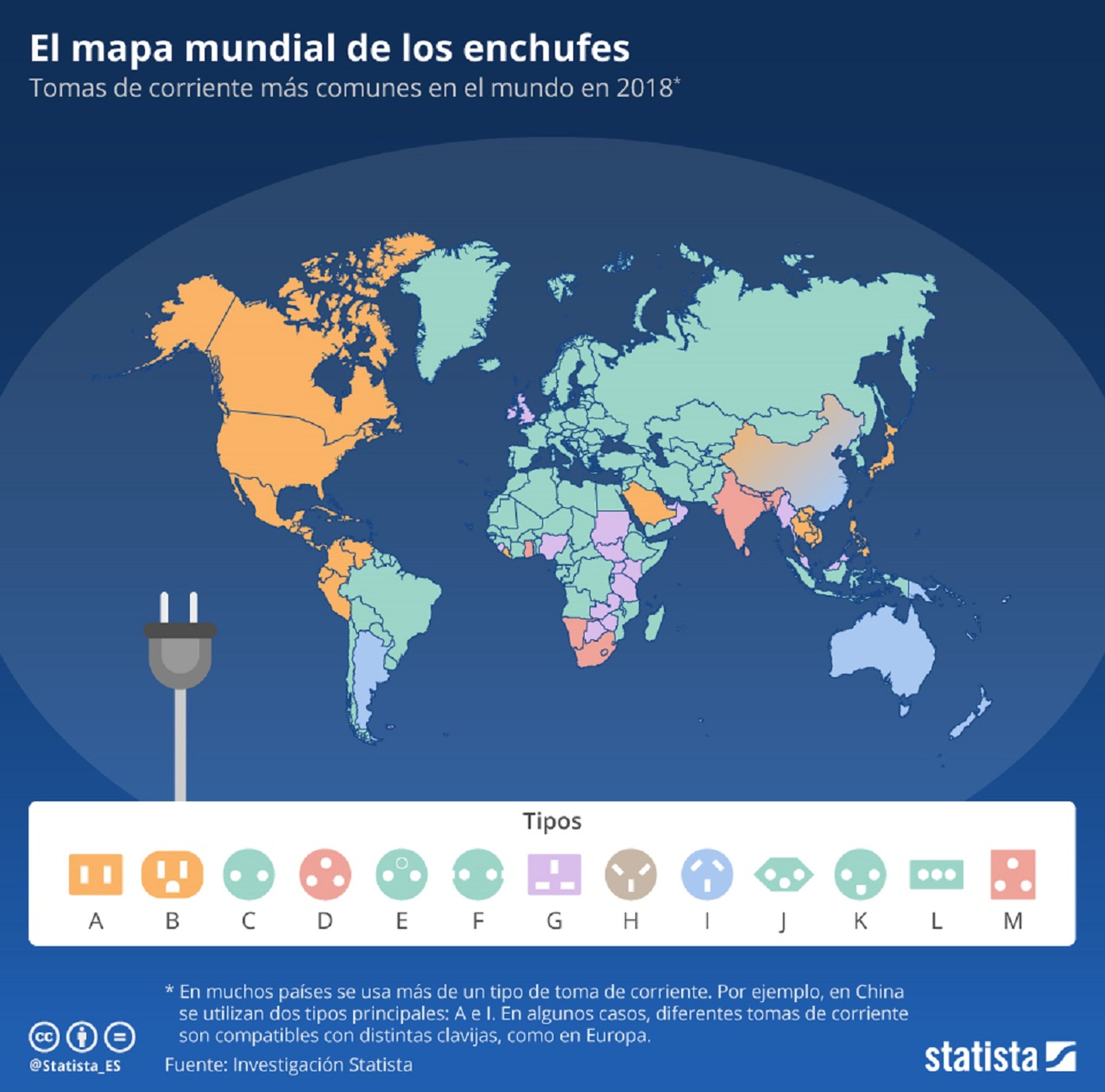 Así es el mapa mundial de los enchufes