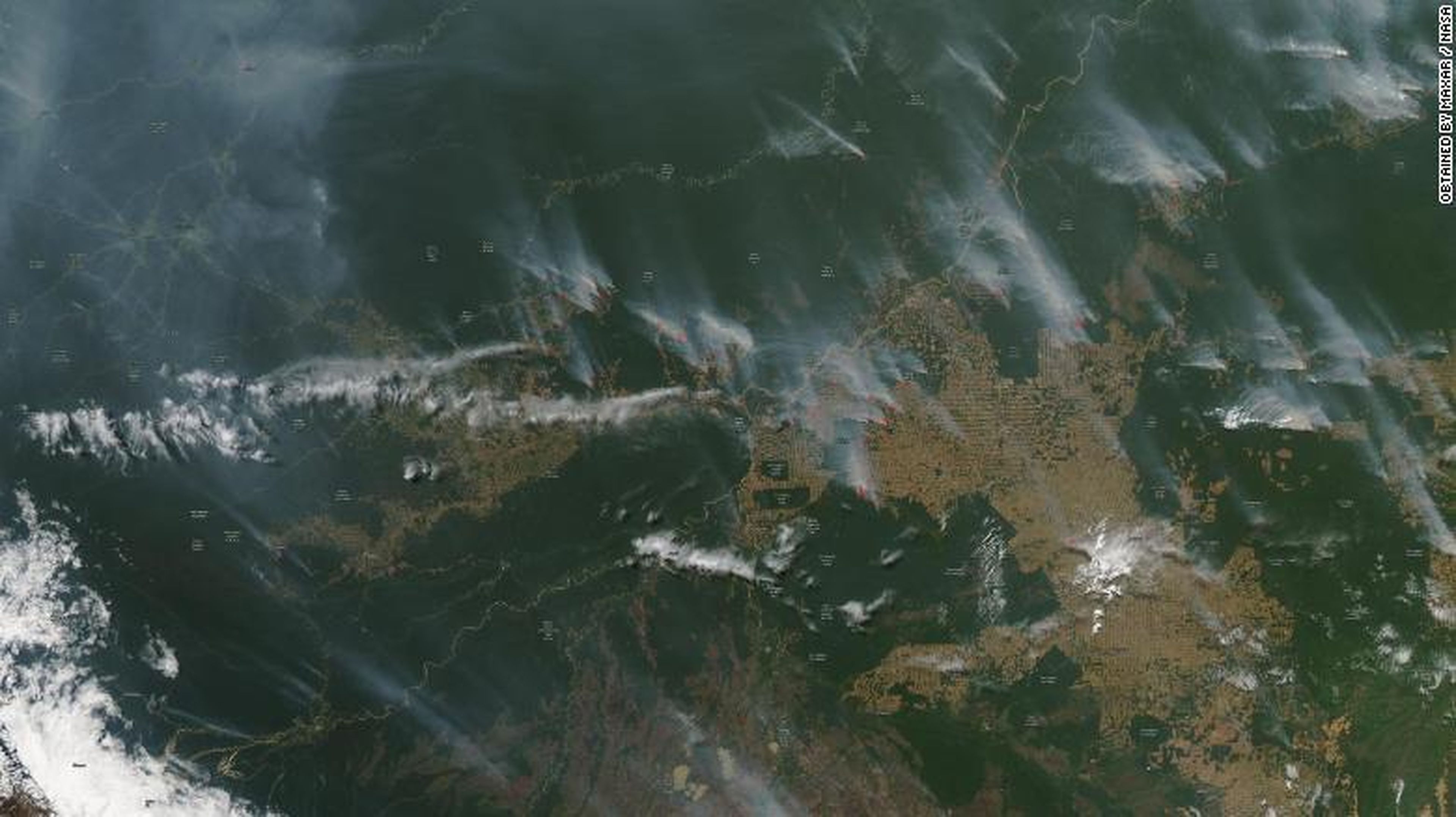 NASA satellites have also spotted the many fires raging in the western Brazilian Amazon.