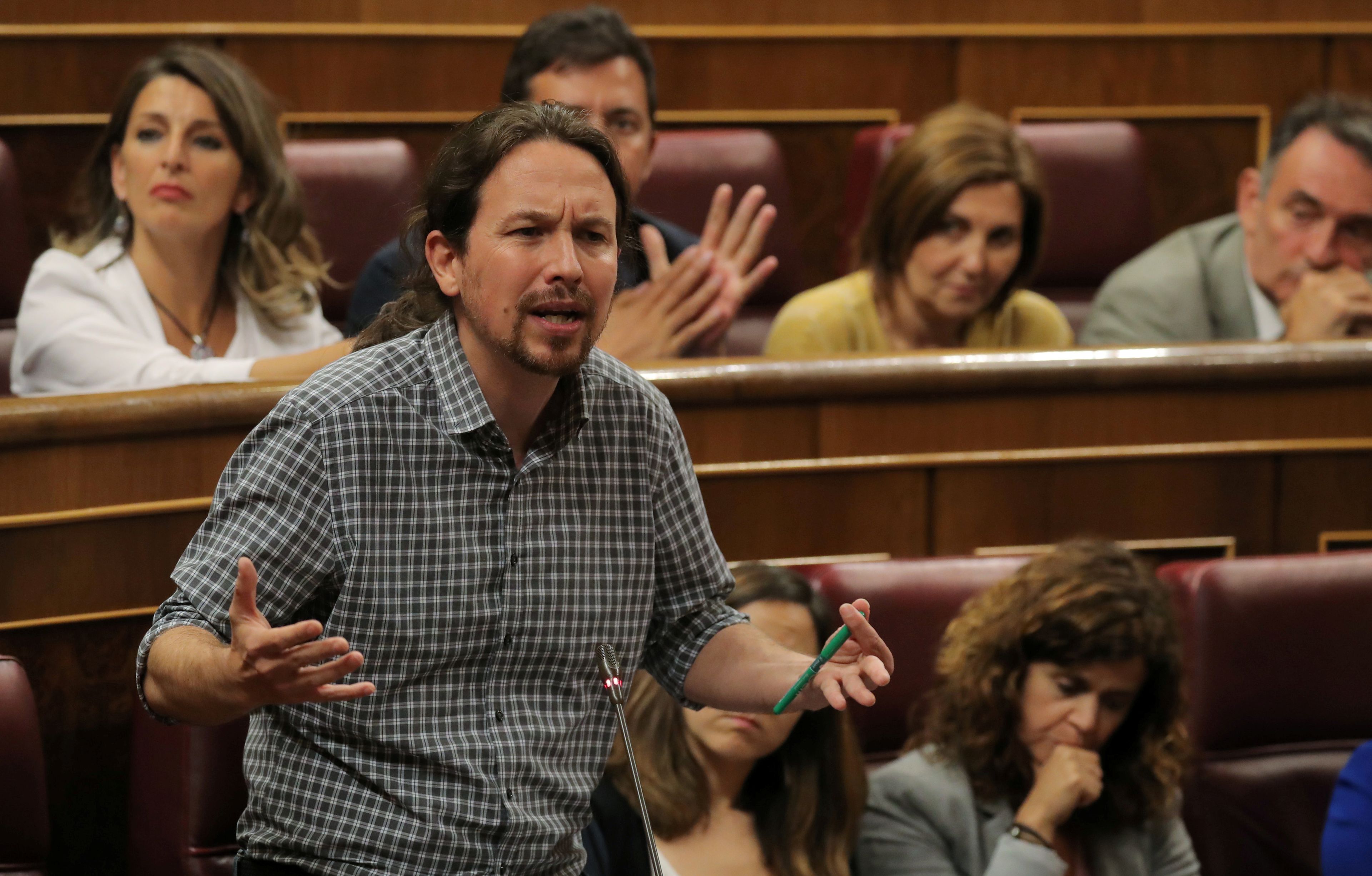 El líder de Unidas Podemos, Pablo Iglesias, en el Congreso de los Diputados.