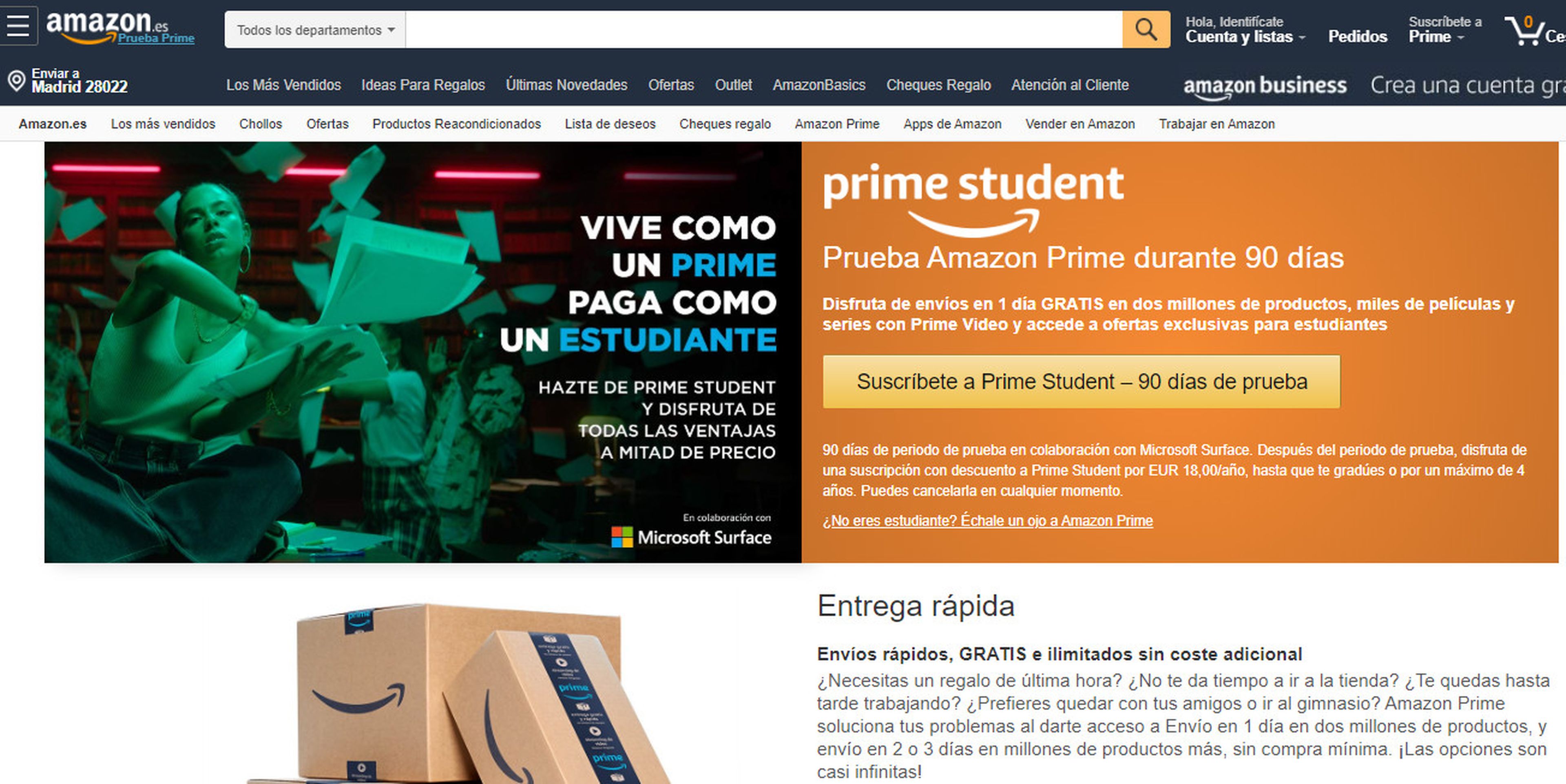 Amazon Prime estudiantes