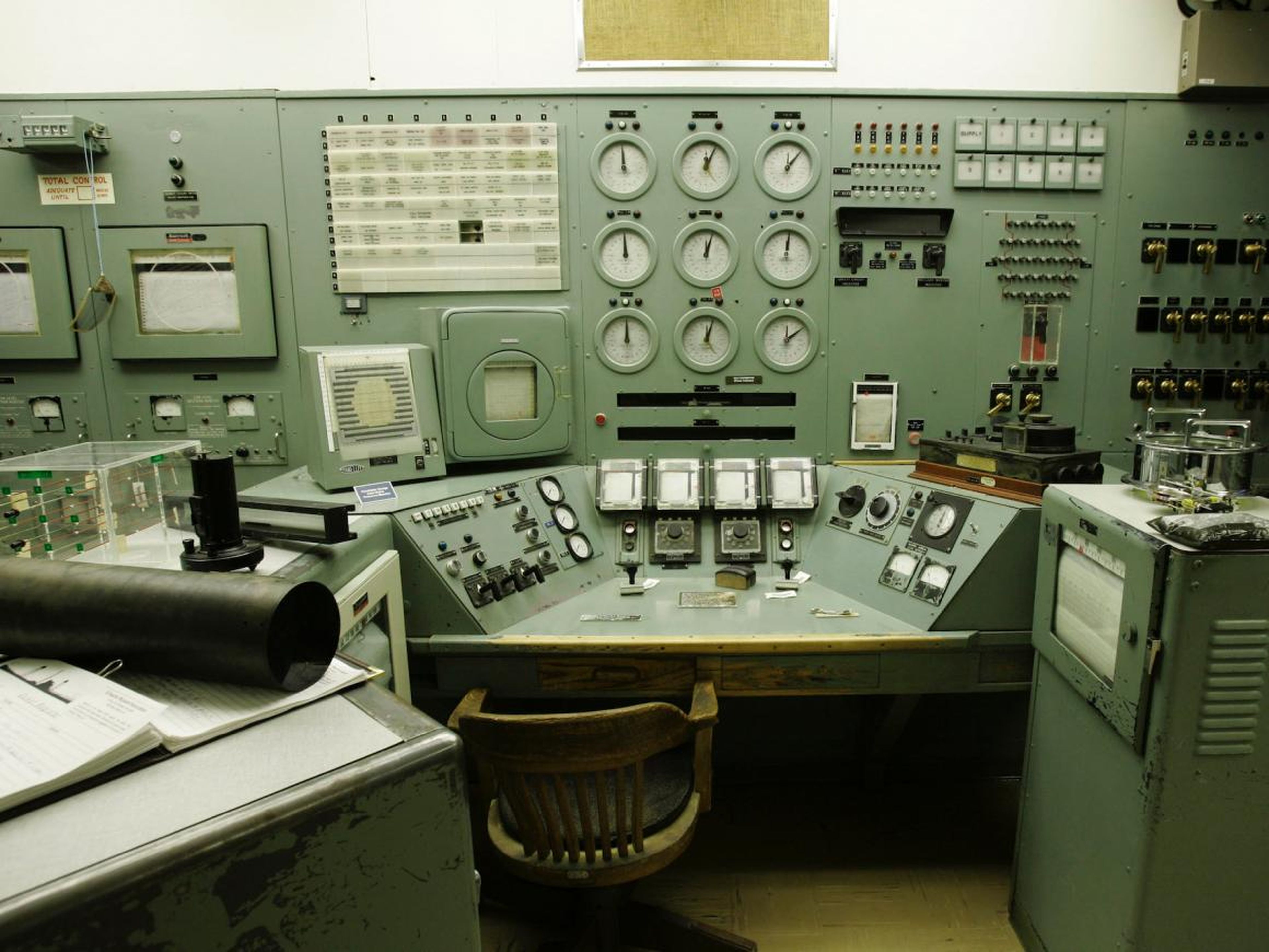 El reactor "B" fue el primer reactor nuclear a gran escala jamás construido. Esta es su sala de control.