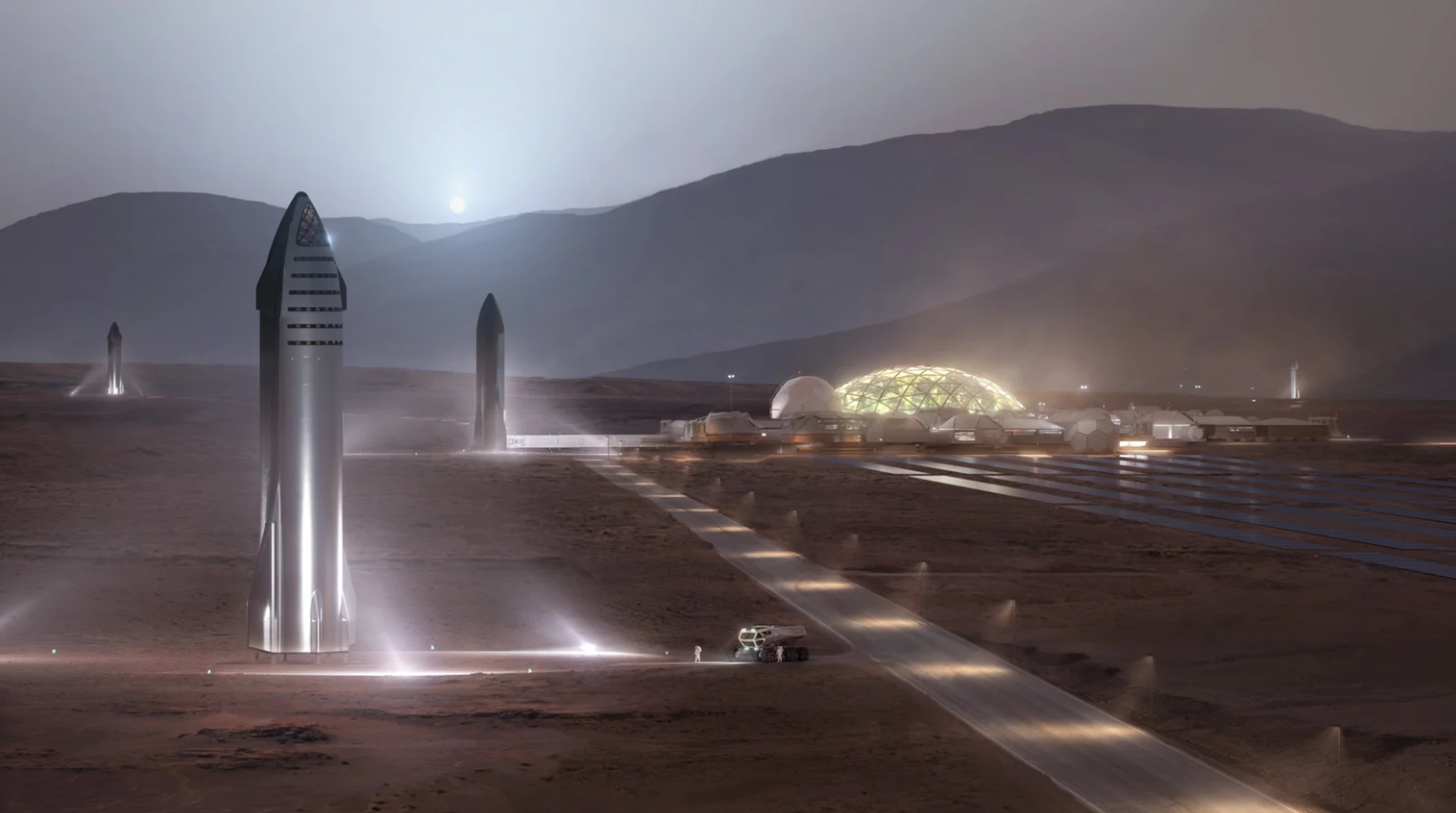 Ilustración de una colonia en Marte.
