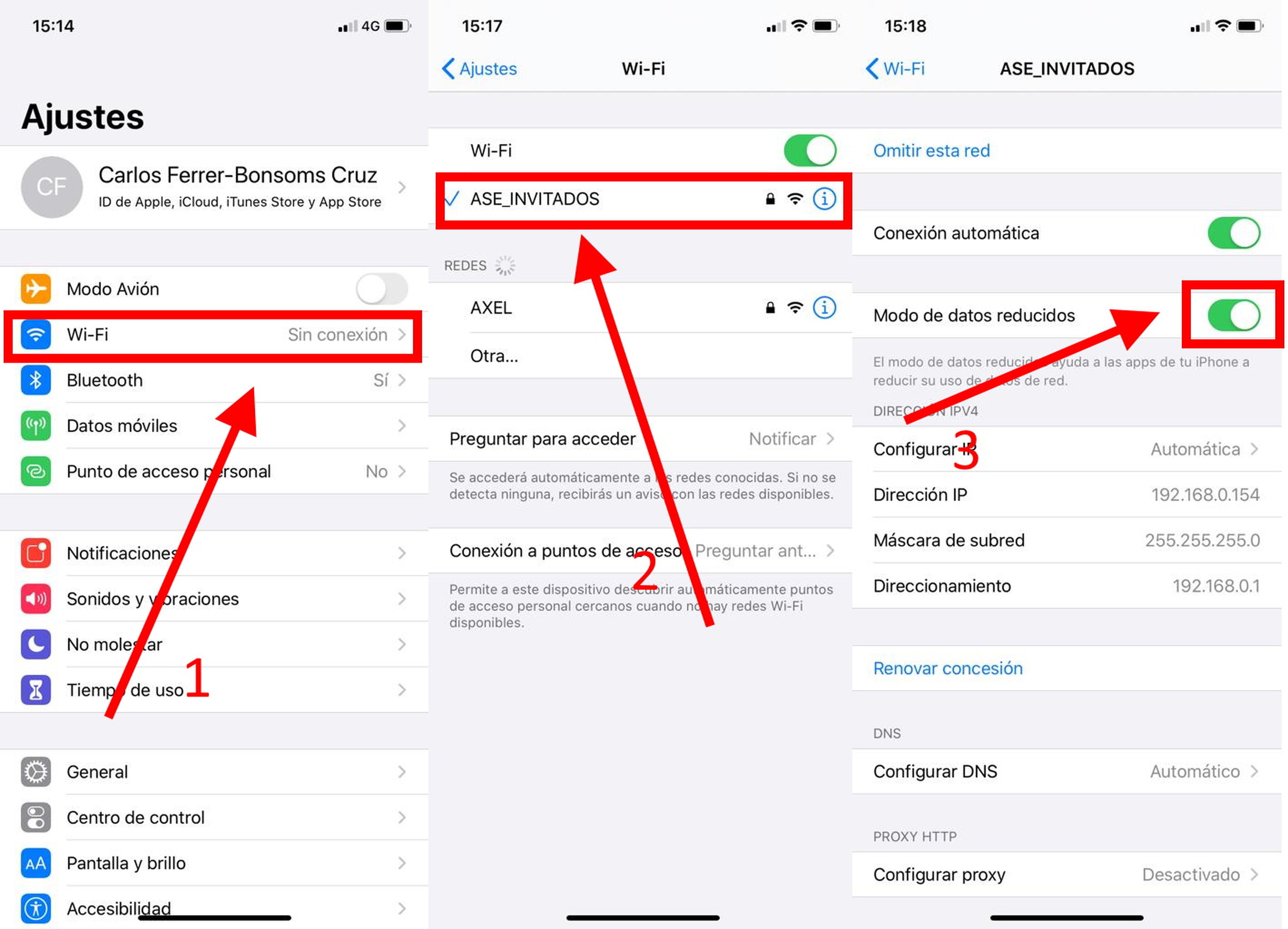 Cómo activar el Modo de datos reducidos en iOS 13