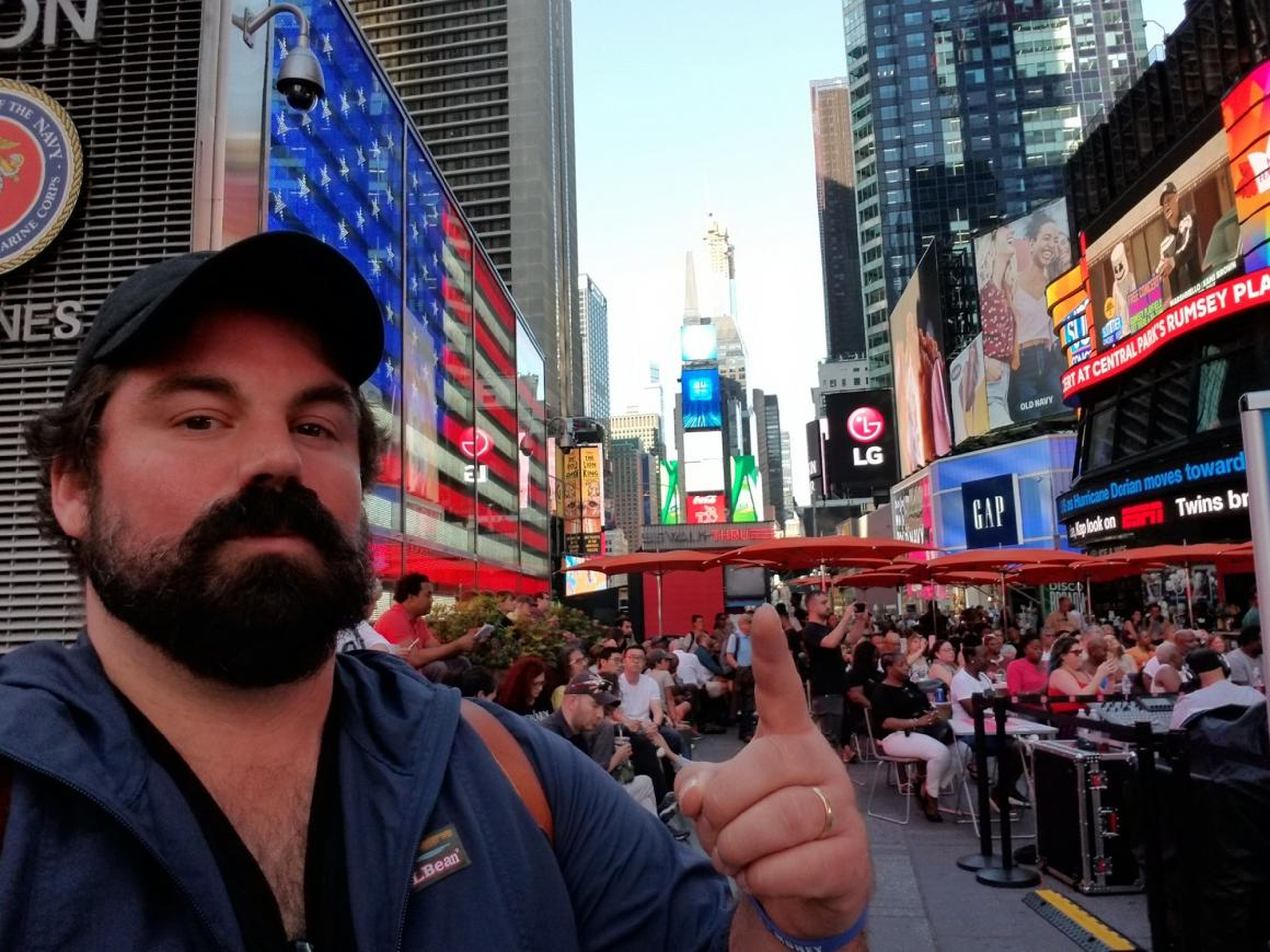 Fifteen minutes later, Sabatier sets off for a walk to Times Square on his way to dinner. "Sometimes I just love to walk 30 to 40 blocks through the city after a long day," he said. "It's the best city to walk in the world."