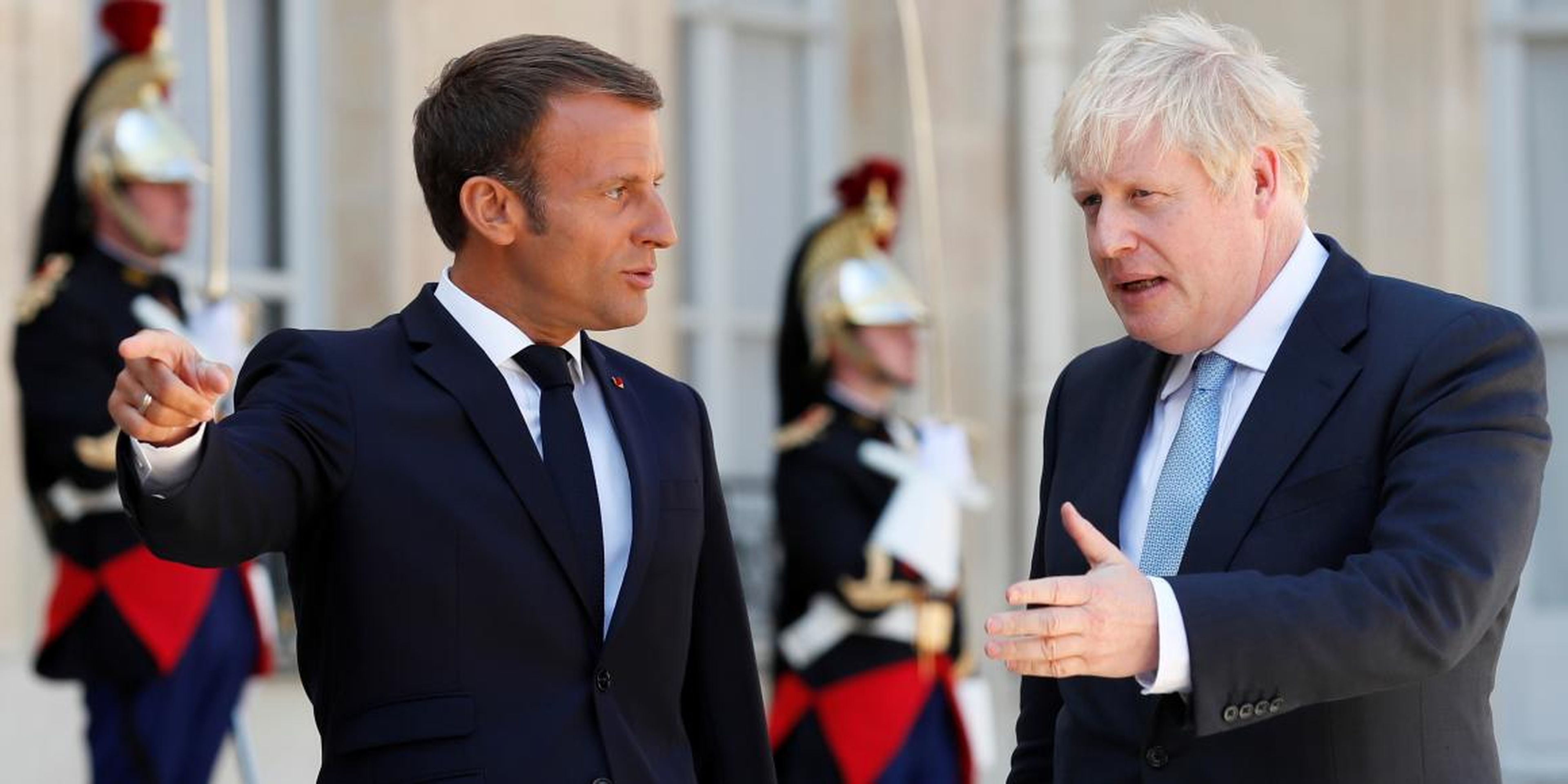El presidente francés Emmanuel Macron y el primer ministro británico Boris Johnson