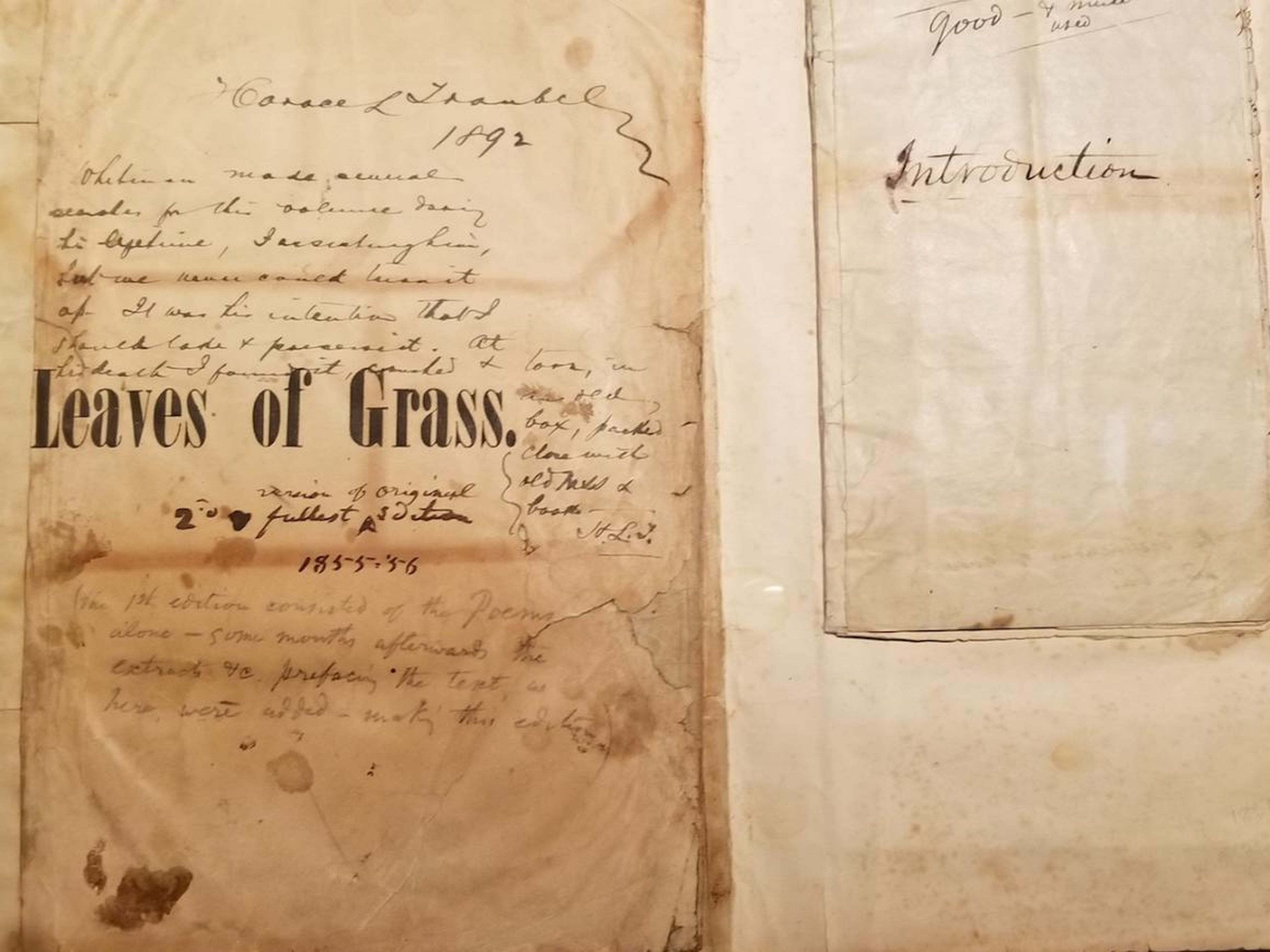 Walt Whitman's personal copy of "Leaves of Grass."