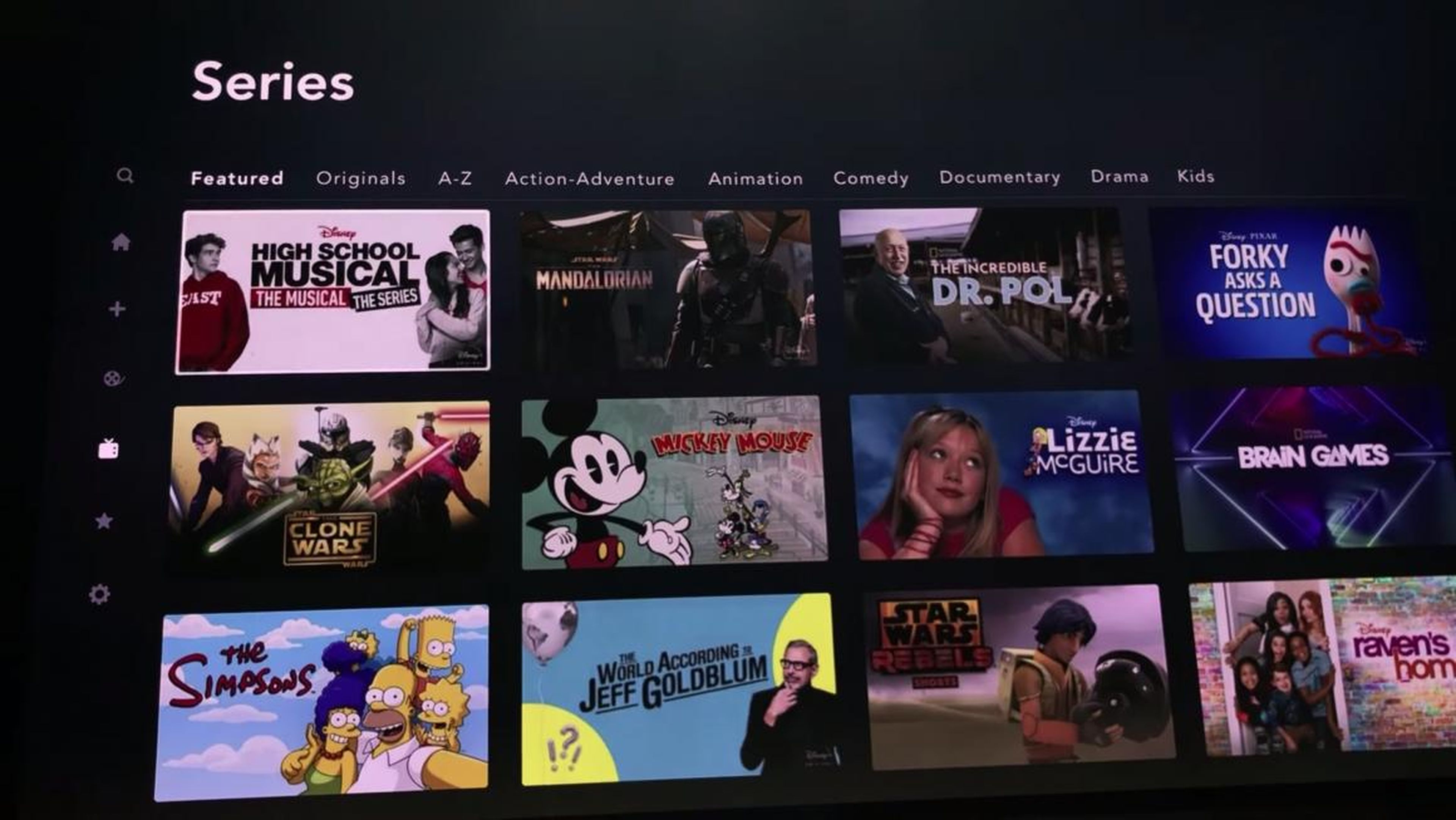 If you click the Series tab, you'll see similar filters to choose which TV show you want to watch.