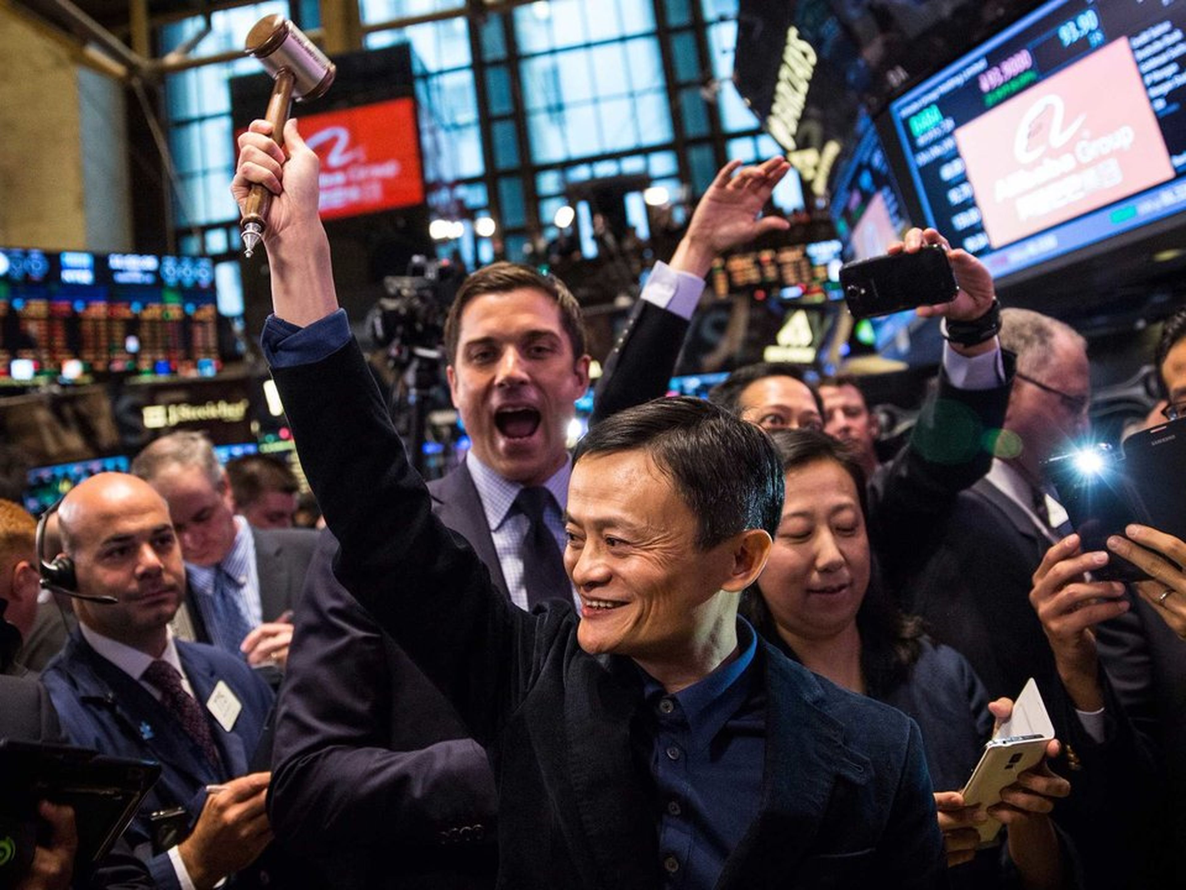 Jack Ma después de la oferta pública de venta (OPV) de Alibaba, 19 de septiembre de 2014, Nueva York.