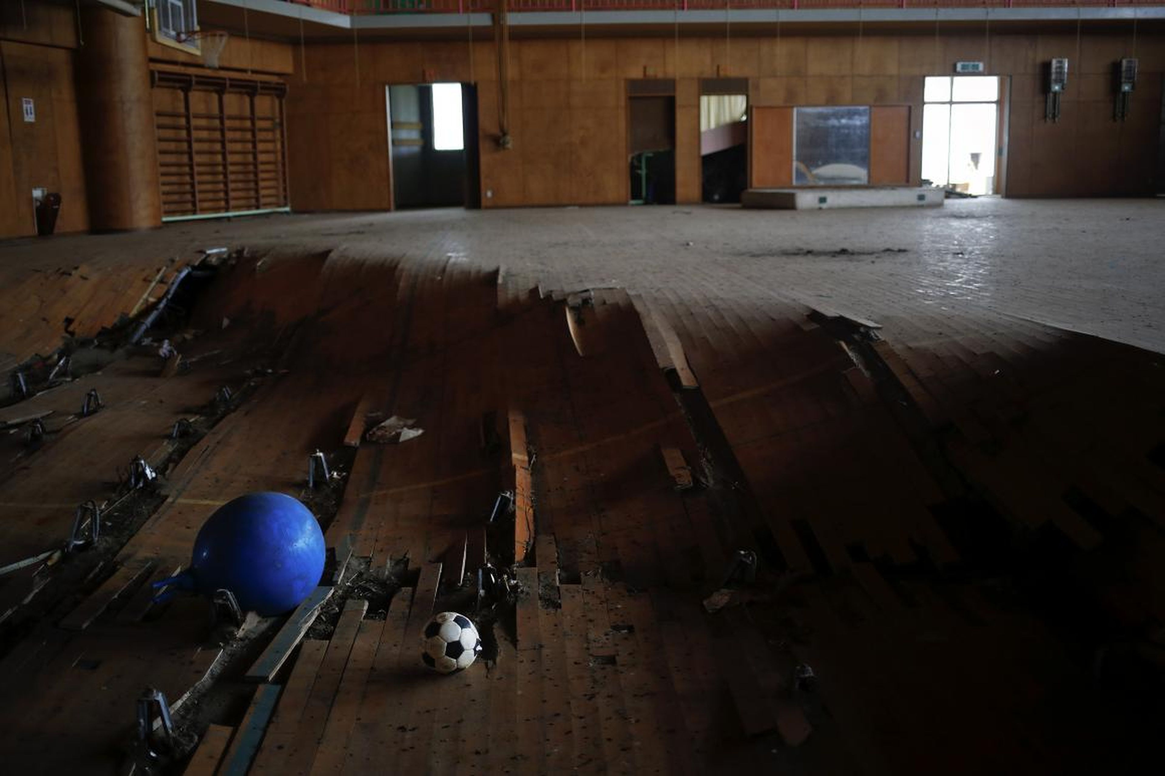Una escuela primaria que sufrió daños en Namie el 22 de septiembre de 2013.