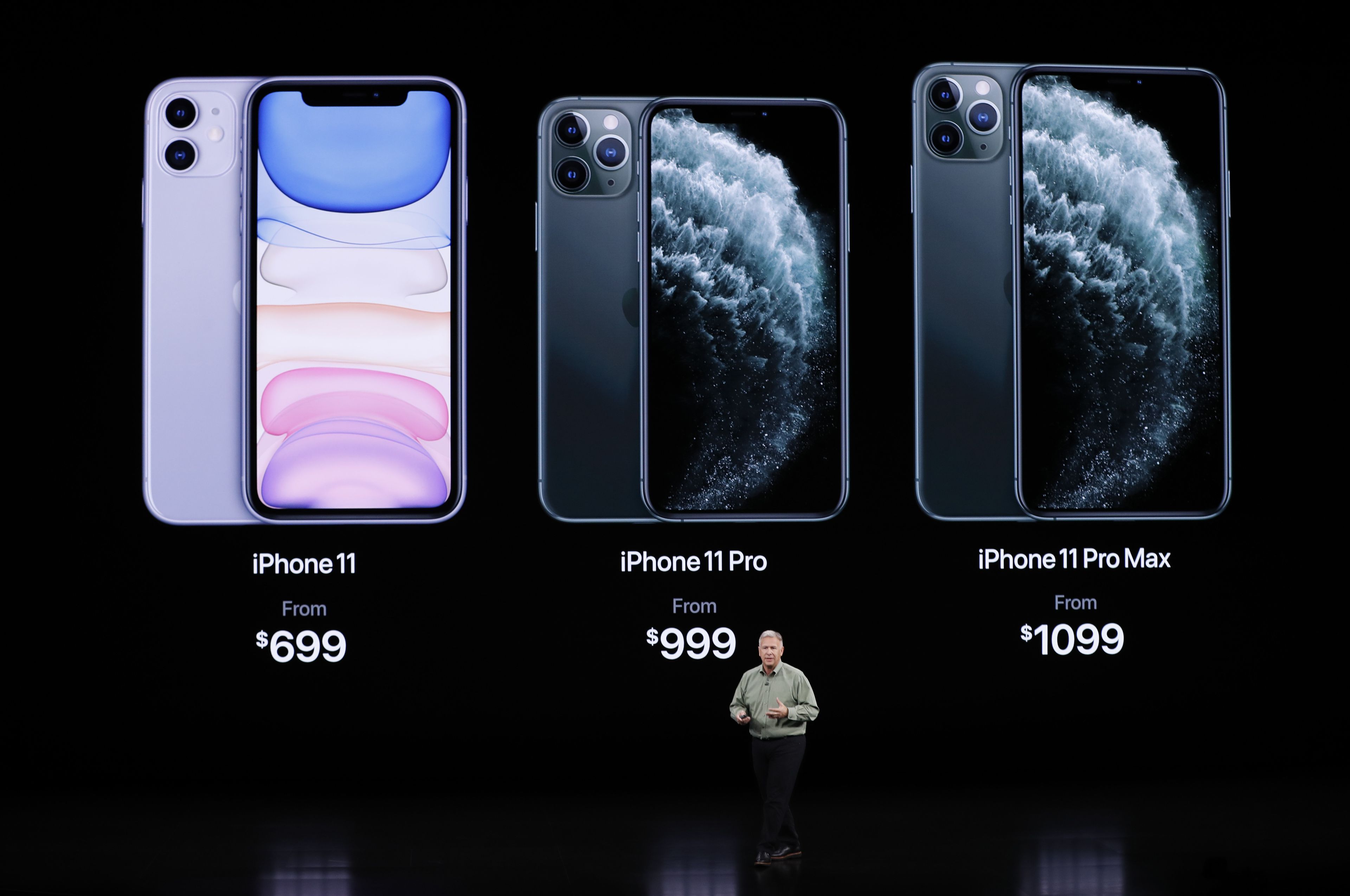 Comparativa de los nuevos iPhone 11 en la keynote de Apple.