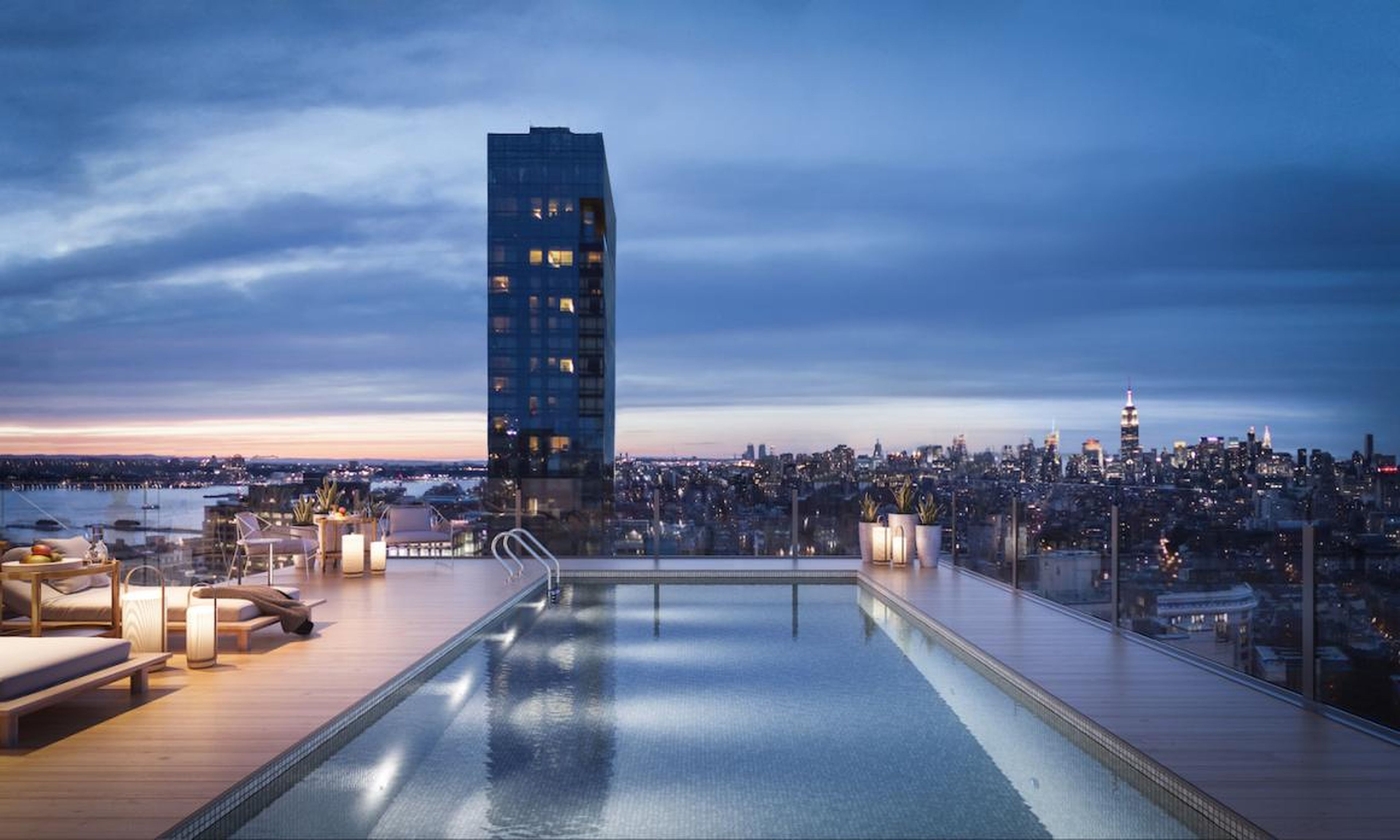 From the pool, Kalanick and his guests will have sweeping views of Manhattan and the Hudson River from their perch just above the entrance to the Holland Tunnel.